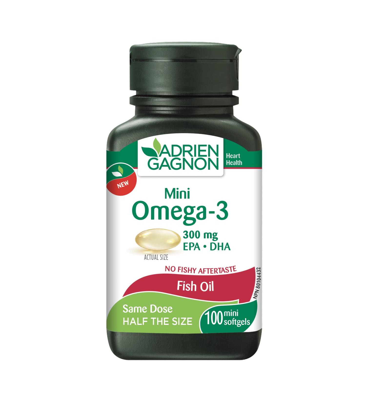 Adrien Gagnon - Mini Omega-3 Fish Oil - 300mg EPA DHA - 100 Softgels - Buy Online on GoSupps.com