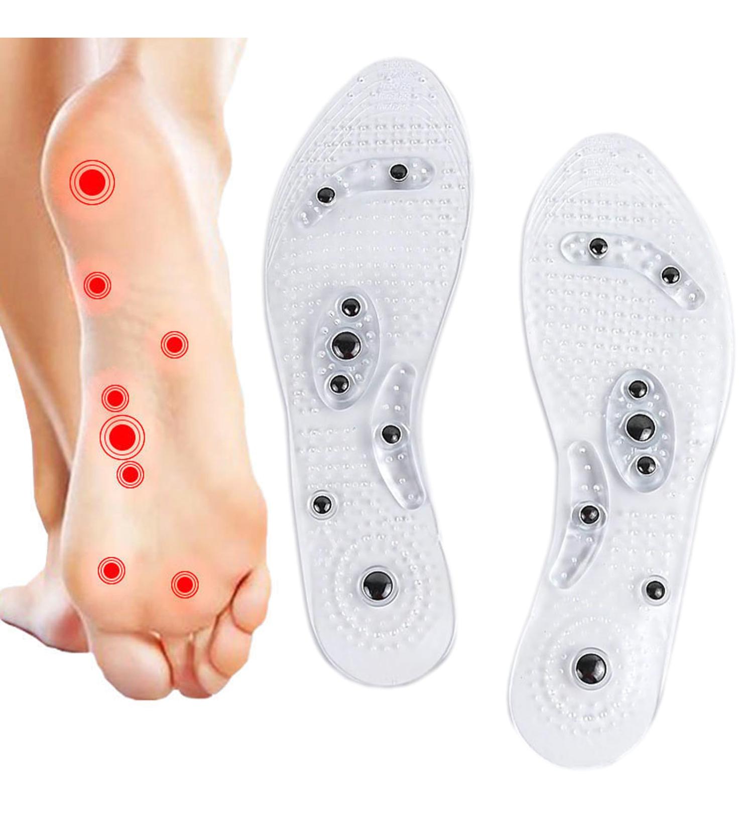 Foot Massage Insoles for Men & Women - Magnetic Acupressure Inserts for Reflexology & Pain Relief - Breathable & Adjustable TPR Insoles (28-30cm - Buy Online on GoSupps.com
