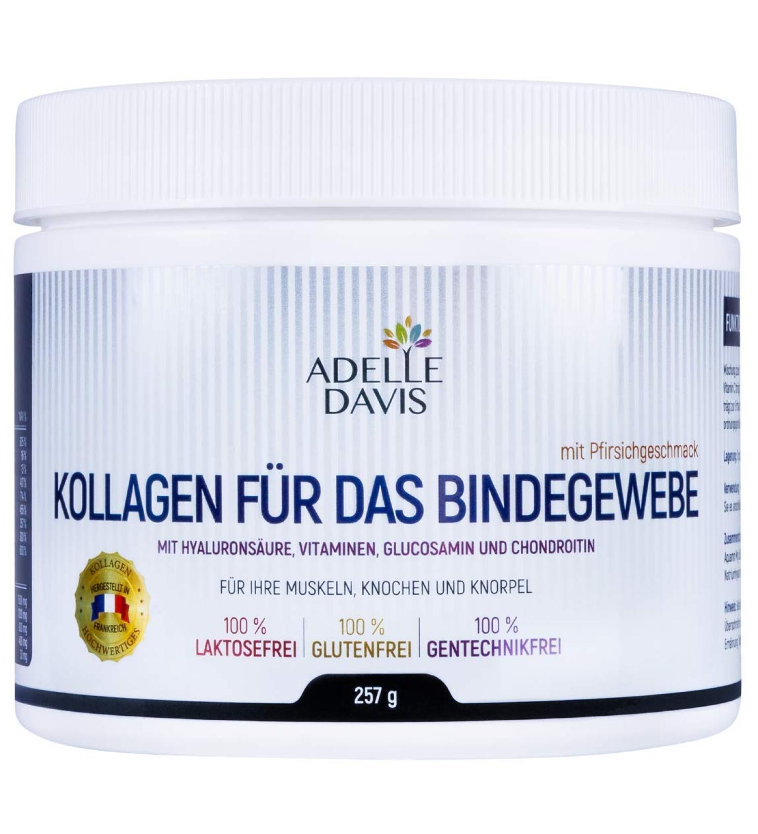  Adelle Davis Collagen powder hydrolysate hyaluronic acid | Collagen for connective tissue + joints + bones + tissue repair + supports the body's immune system | 257 g - Buy Online on GoSupps.com