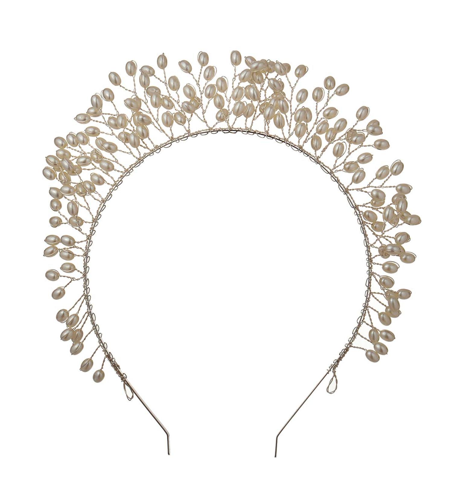 GRACEART Silver Pearl Crown Headband Tiara for Women - Elegant Wedding Bridal Hair Accessory - Buy Online on GoSupps.com