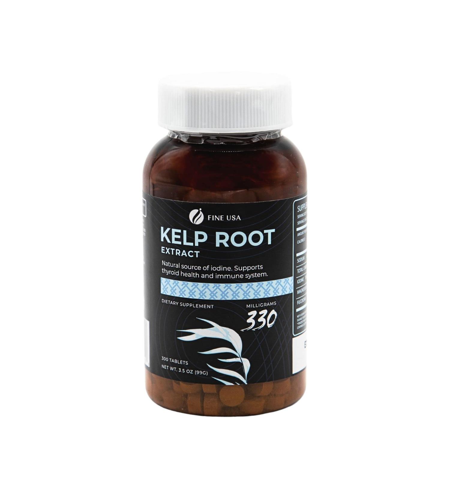 Fine USA Kelp Root Extract for Healthy Thyroid & Immune System | Natural Source of Iodine, Fucoidan & Magnesium | Vegan Non-GMO | Ethically Sourced in Japan - 300 x 300mg - Buy Online on GoSupps.com
