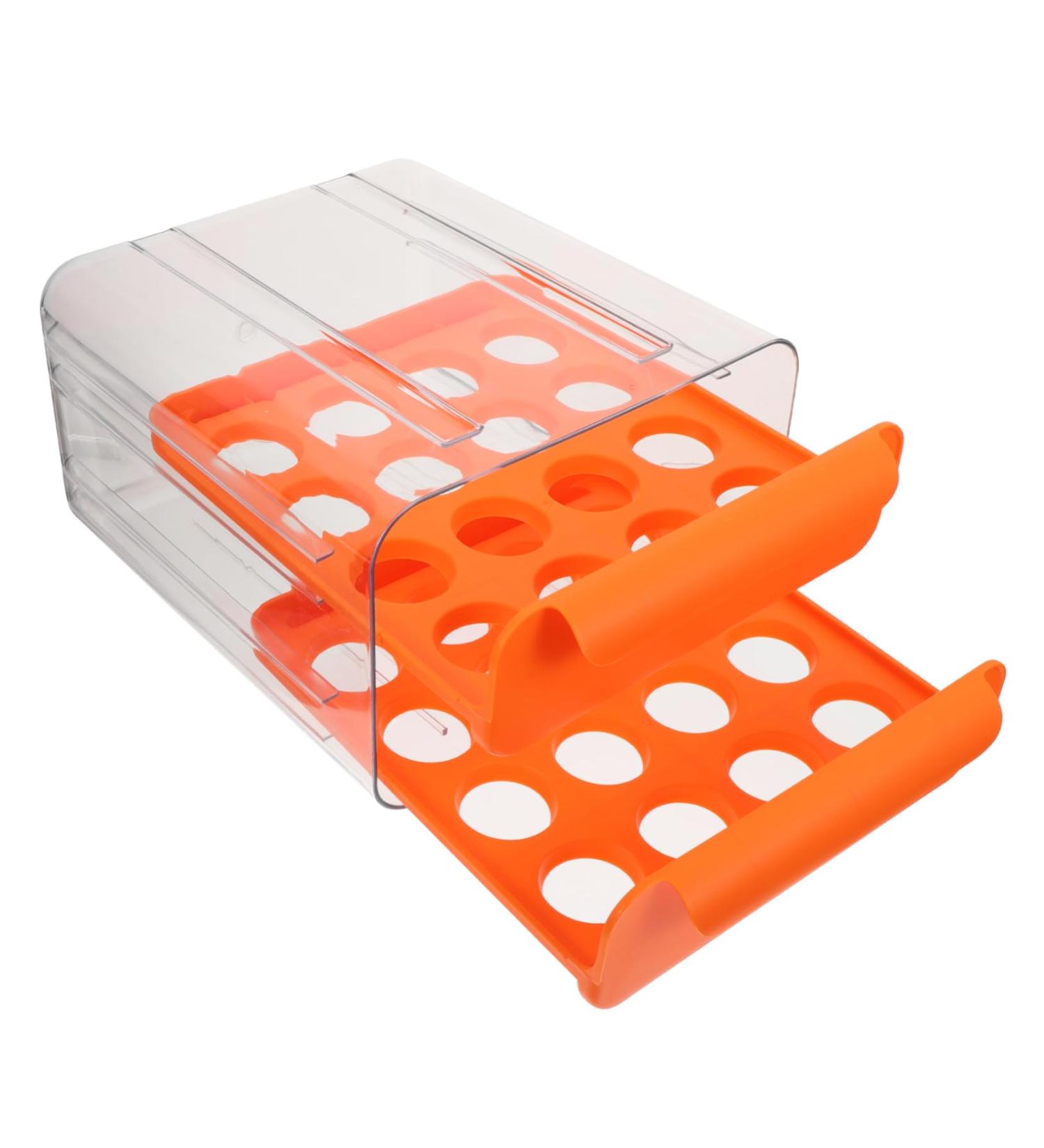 Angoily Egg Storage Box Portable Fridge Refrigerator Egg Case Egg Bin Double Layer Crisper Plastic re-usable Orange 23.5x21.5cm - Buy Online on GoSupps.com