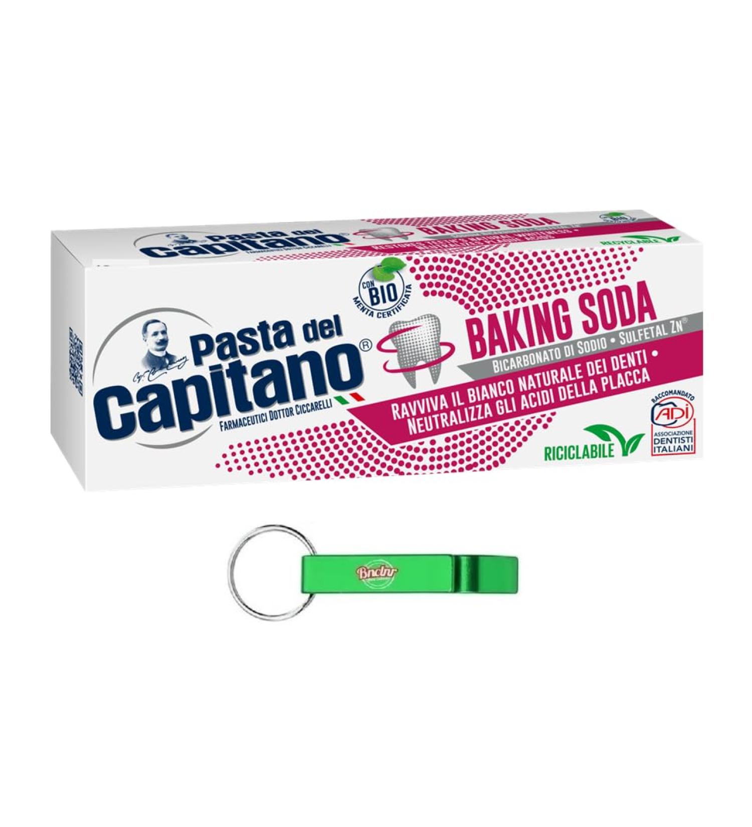 12x Pasta del Capitano Baking Soda Toothpaste 100ml - Enliven Natural White Teeth + Free Beni Culinari Keychain - International Shipping Available - Buy Online on GoSupps.com