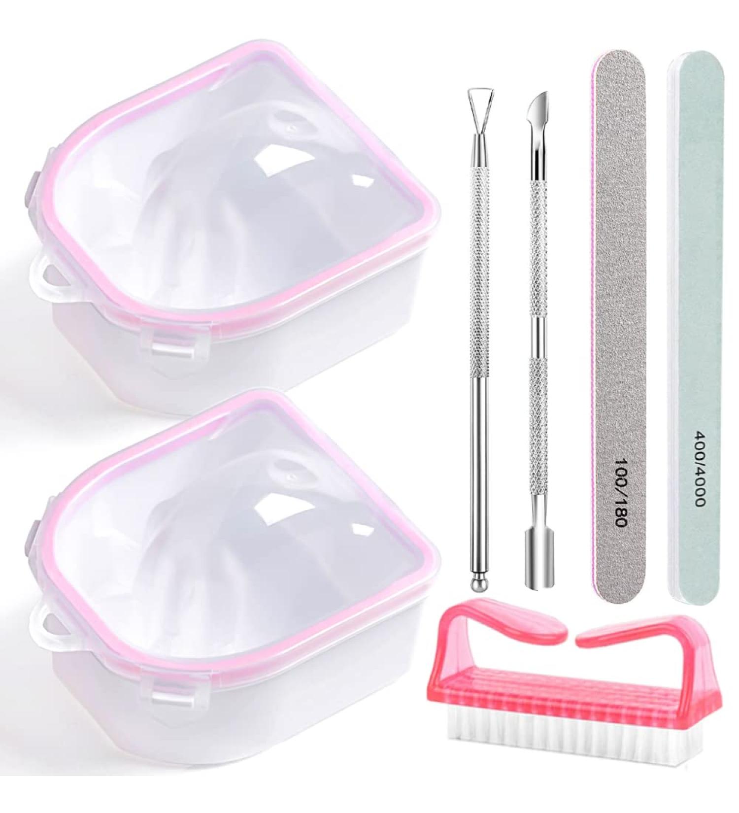 Nail Soaking Bowl Gel Polish Remover Kit | Manicure & Dip Powder Tools | Acrylic Nails Soak Off Bowl & Cuticle Care Set - Buy Online on GoSupps.com