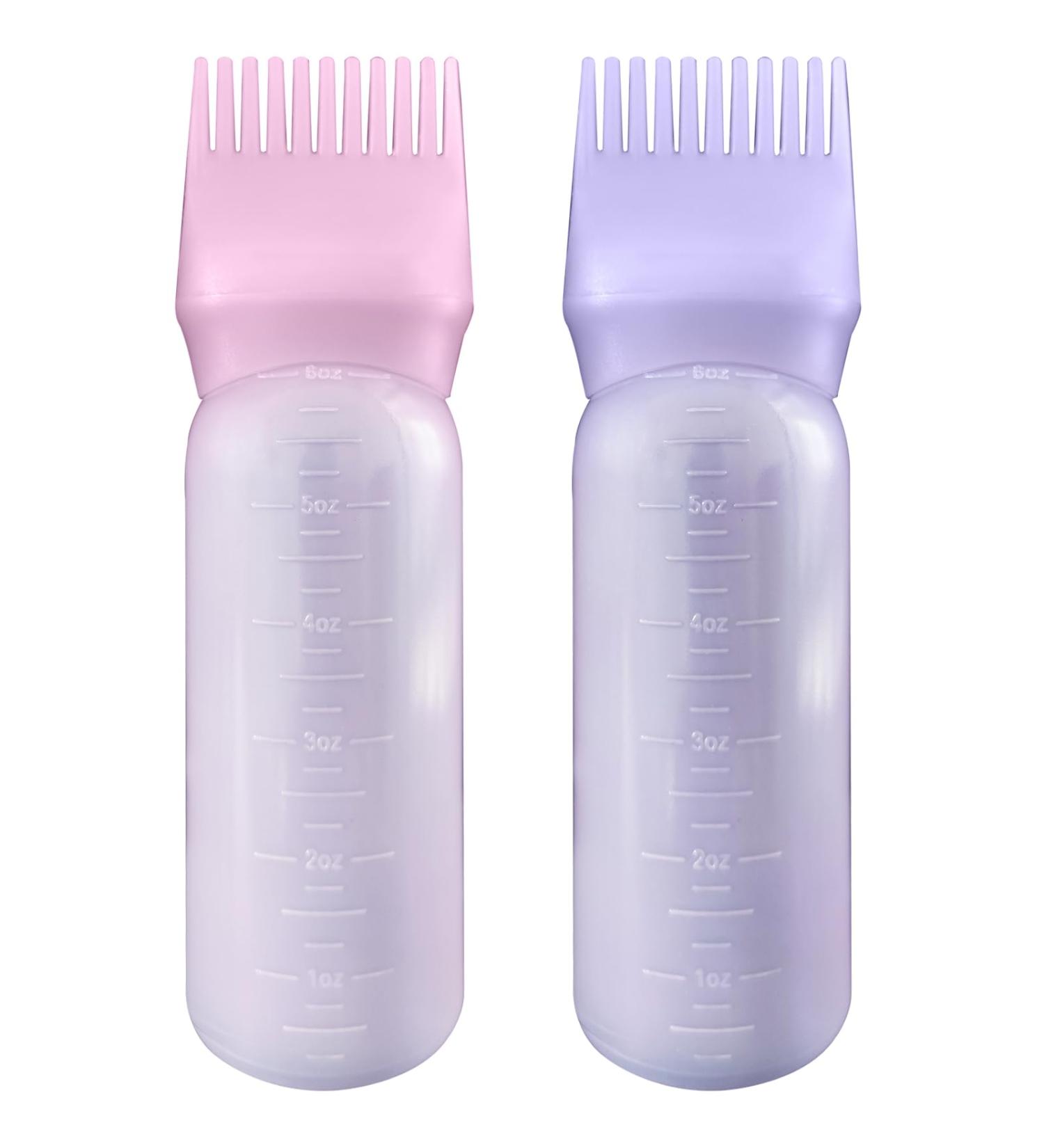 FYJLXF 2 Pack Root Comb Applicator Bottle 6 Ounce Hair Dye Applicator Brush Transparent Applicator Bottle with Graduated scale Hair Coloring Dye and scalp treament essential Purple - Buy Online on GoSupps.com