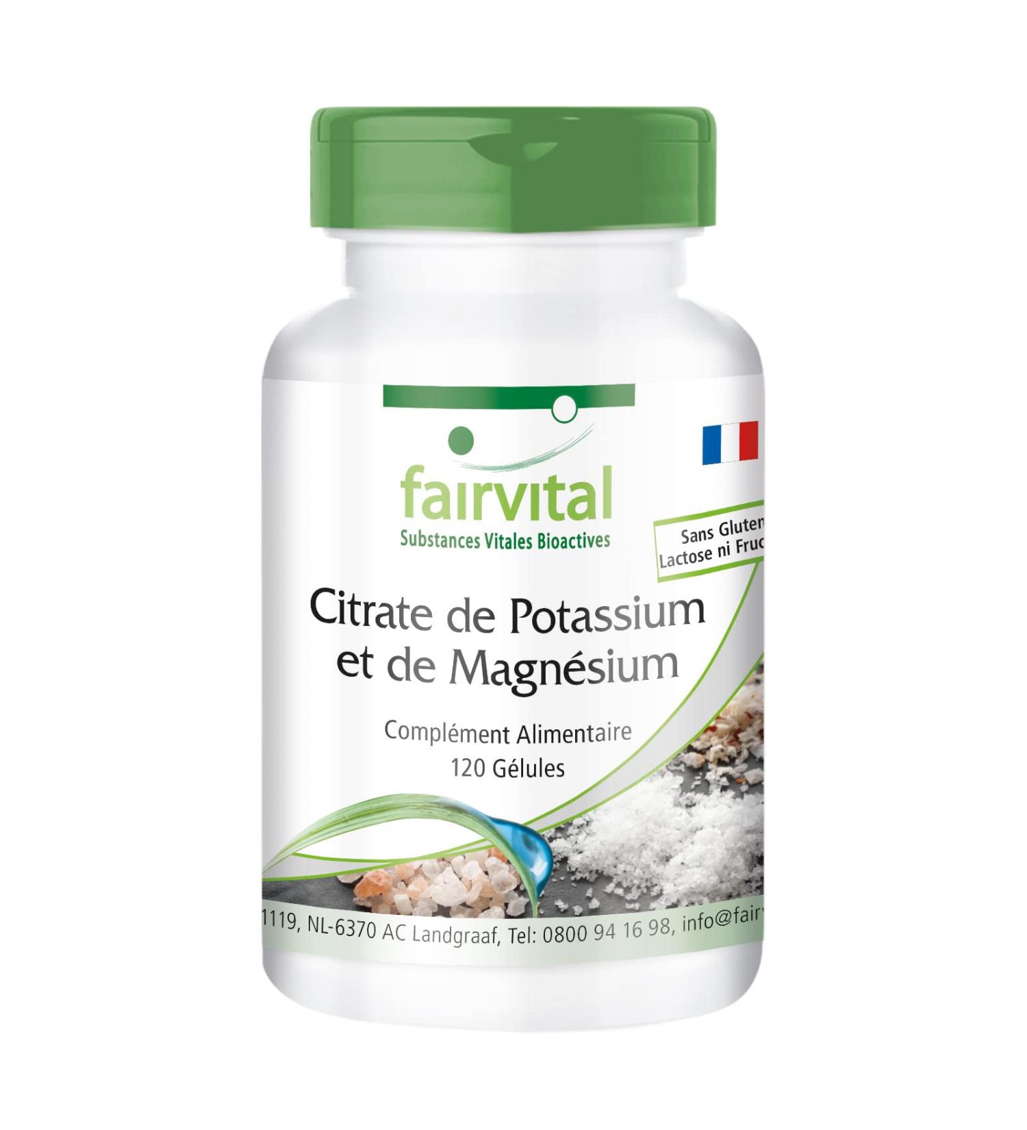 Fairvital | Citrate Potassium Magnesium - Highly dosed - with 900mg of Potassium and 240mg of Magnesium per daily dose - VEGAN - 120 capsules - Buy Online on GoSupps.com