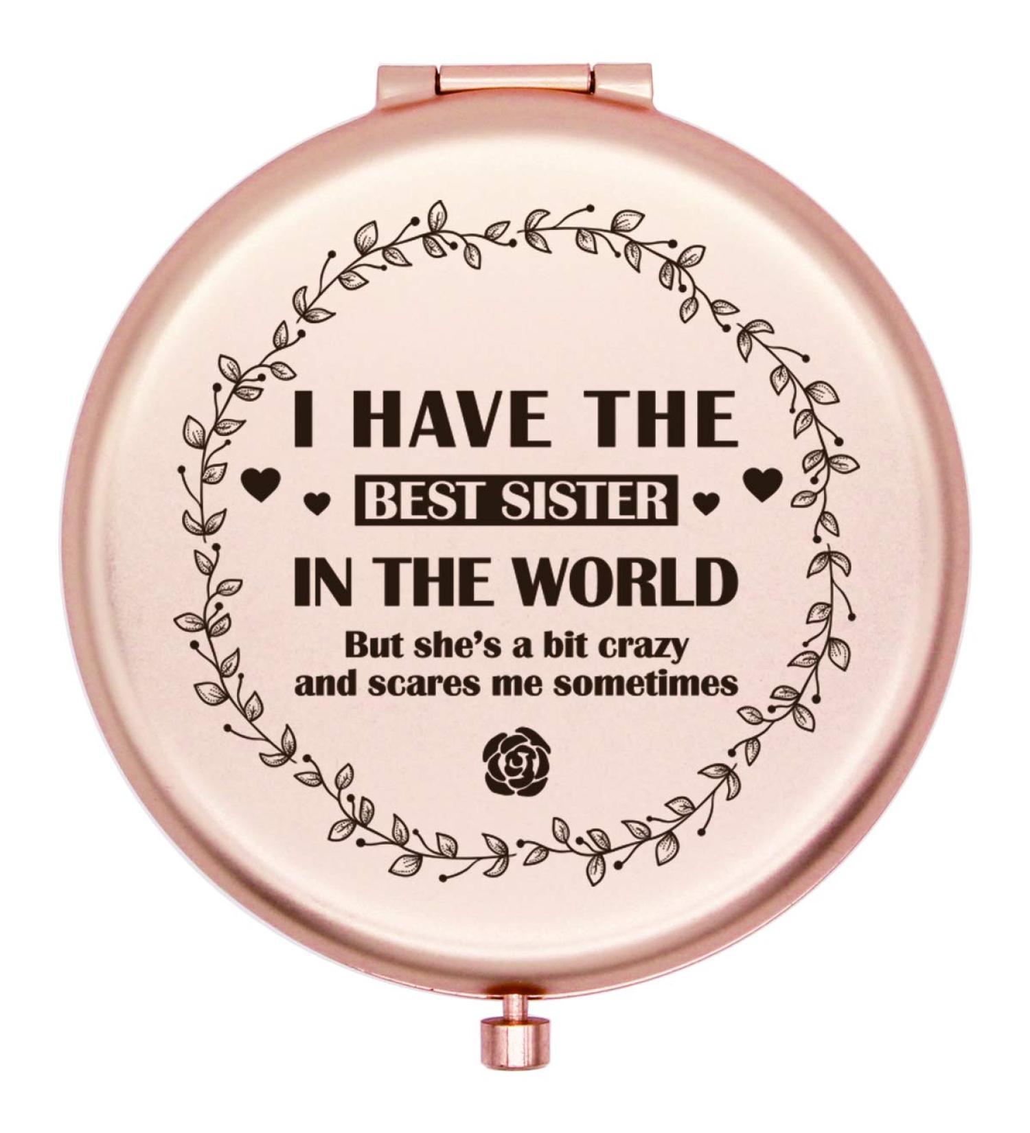 Muminglong Frosted Compact Mirror - Sister's Birthday & Christmas Gift Idea - Best Sister Engraved - Rose Gold - Buy Online on GoSupps.com