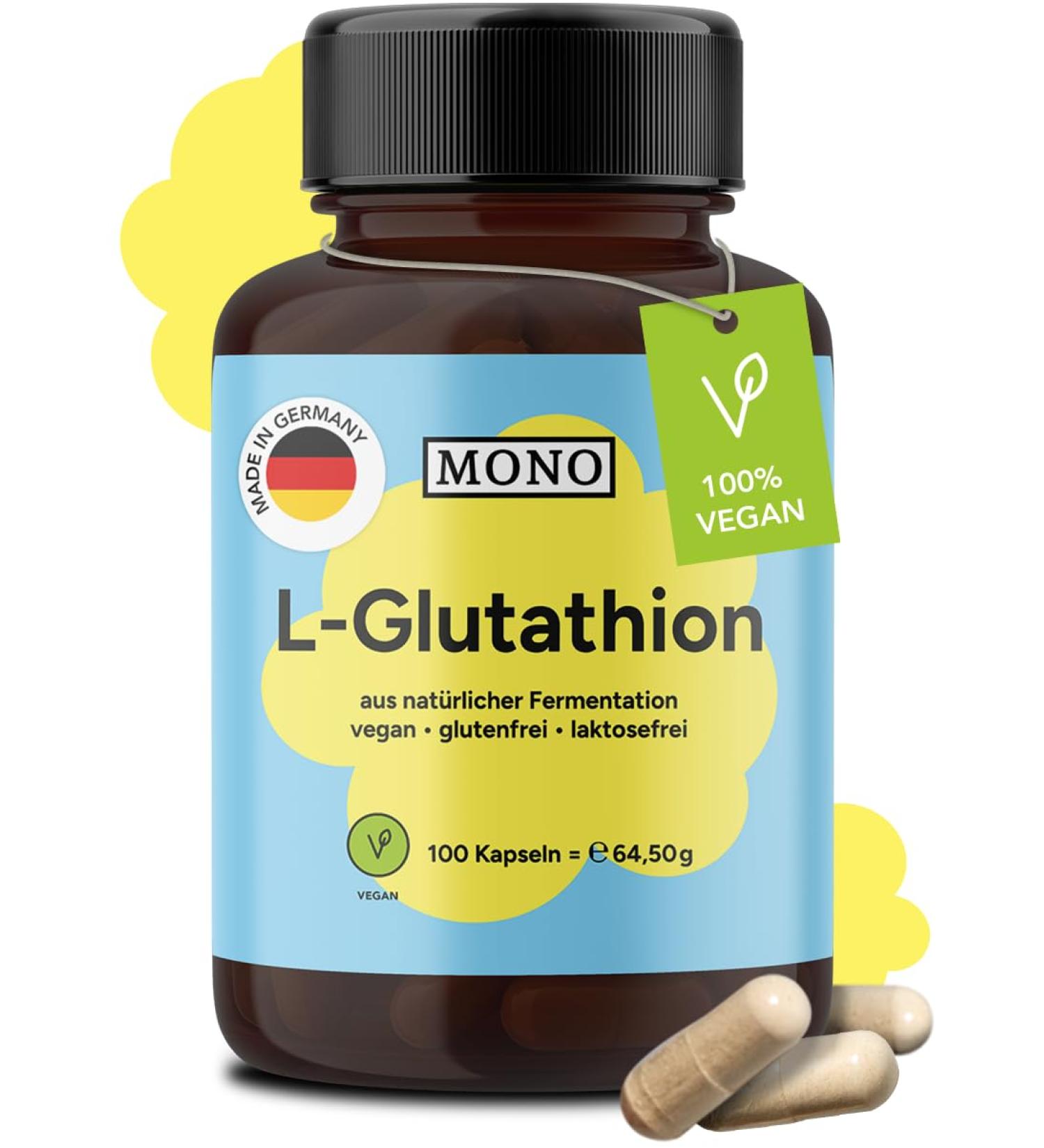 Mono L-Glutathione 1050 mg | Vegan Antioxidant | 100 Capsules | Enhanced 98% Bioavailability | Natural Fermentation | Cellular Health Support - Buy Online on GoSupps.com