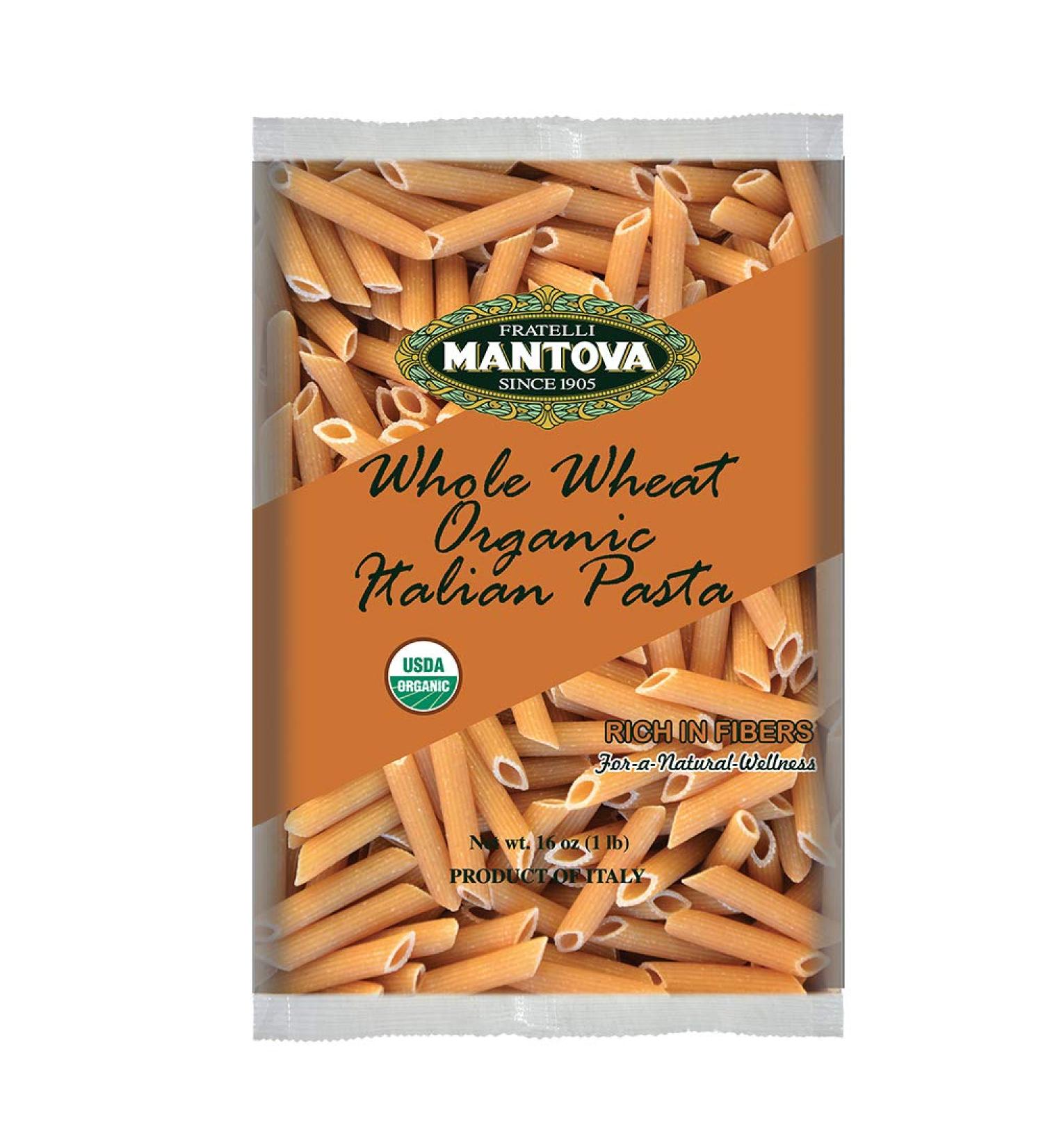 Mantova Organic Whole Wheat Penne Rigate Pasta - 100% Durum Semolina - 16 Oz (Pack of 6) - Product of Italy - Buy Online on GoSupps.com