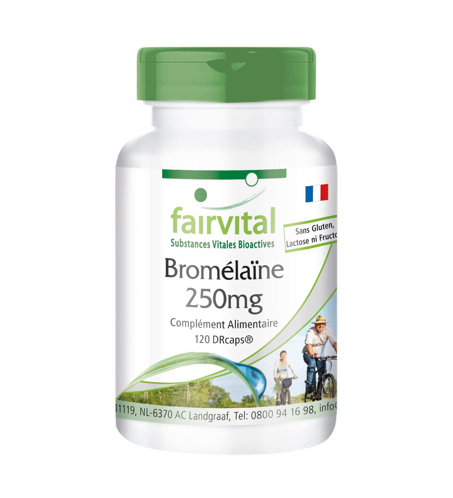 Fairvital | Bromelain 250mg VEGAN - Highly dosed - 1000mg per daily dose - 120 DRCaps - 600 FIP - pineapple enzyme - Buy Online on GoSupps.com