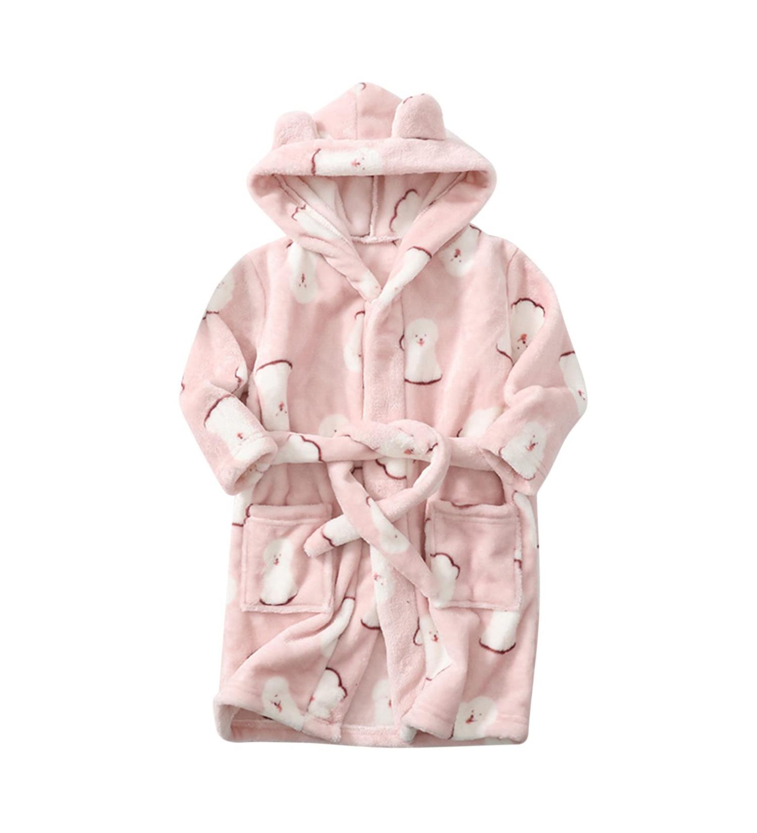Buy Colorful Kinder Cartoon Hooded Bathrobe & Nightwear for Girls 1-8 Years | Soft Flannel Pajamas & Plush Towel - Buy Online on GoSupps.com