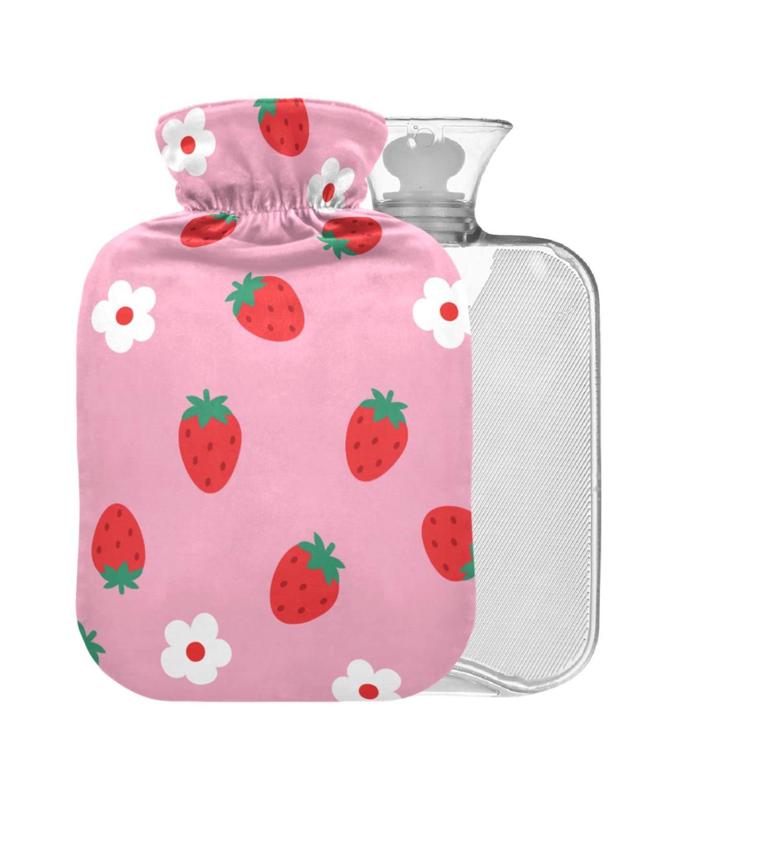 Strawberry Hot Water Bottle 1L - BPA Free Small Pain Relief Bag for Headaches & Neck - International Shipping - Buy Online on GoSupps.com