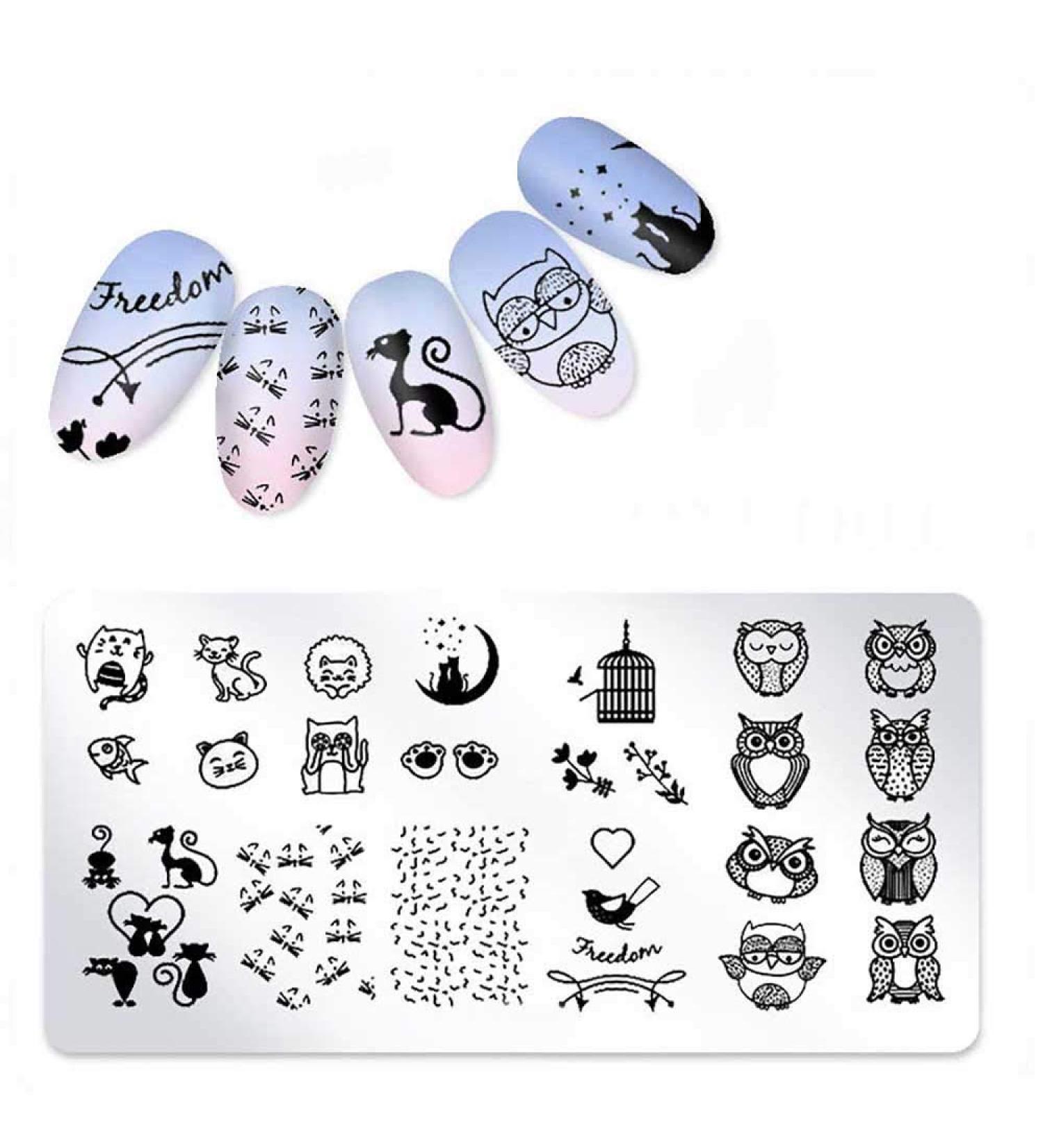 Hongma Nail Stamping Stencils Metal Plates Manicure Nail Art DIY Tool Set MULTIWAY