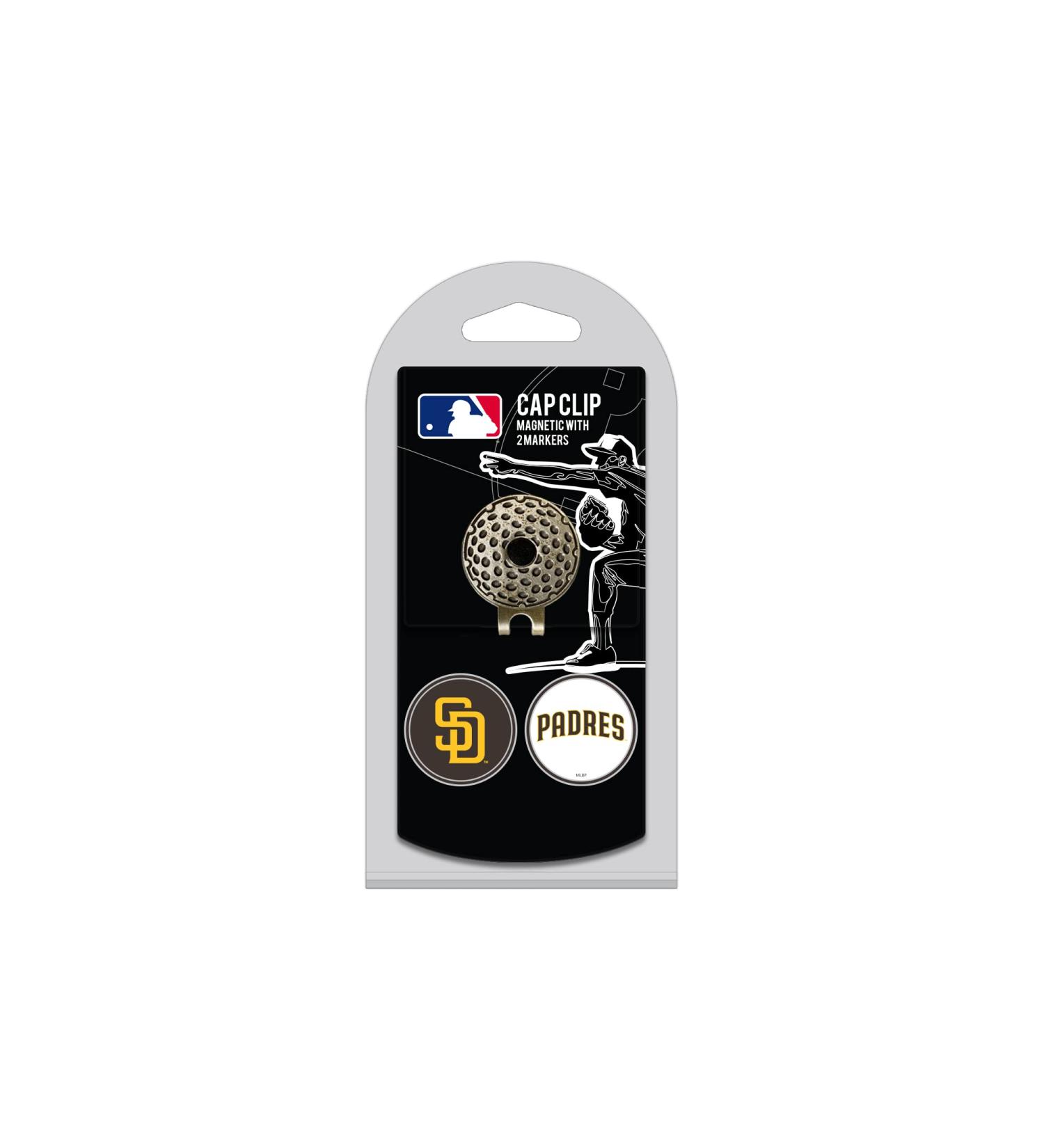 Team Golf MLB San Diego Padres Golf Cap Clip with 2 Removable Double-Sided Enamel Magnetic Ball Markers, Attaches Easily to Hats