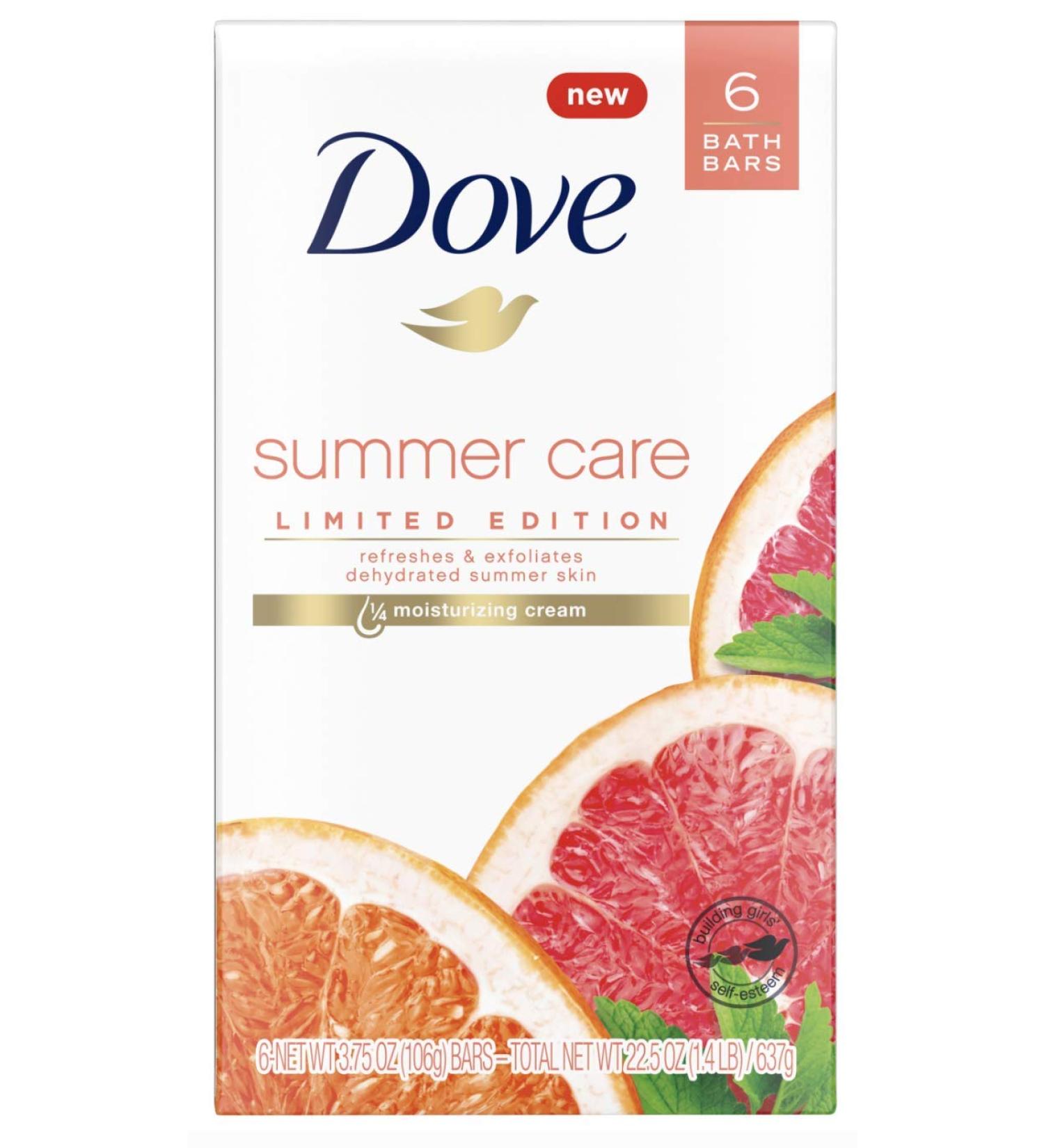 Dove Summer Care Limited Edition 6 Bath Bars - Exfoliating for Natural Glow - Buy Online on GoSupps.com