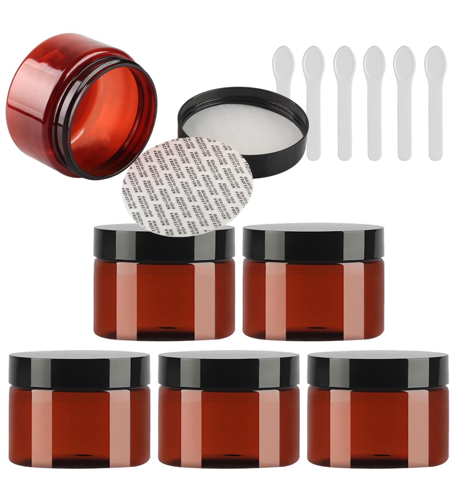 Buy Tianzd 6pcs 150ml Brown Plastic Cream Cans with Black Lids - Empty Cosmetic Containers & Spatulas for International Shipping - Buy Online on GoSupps.com