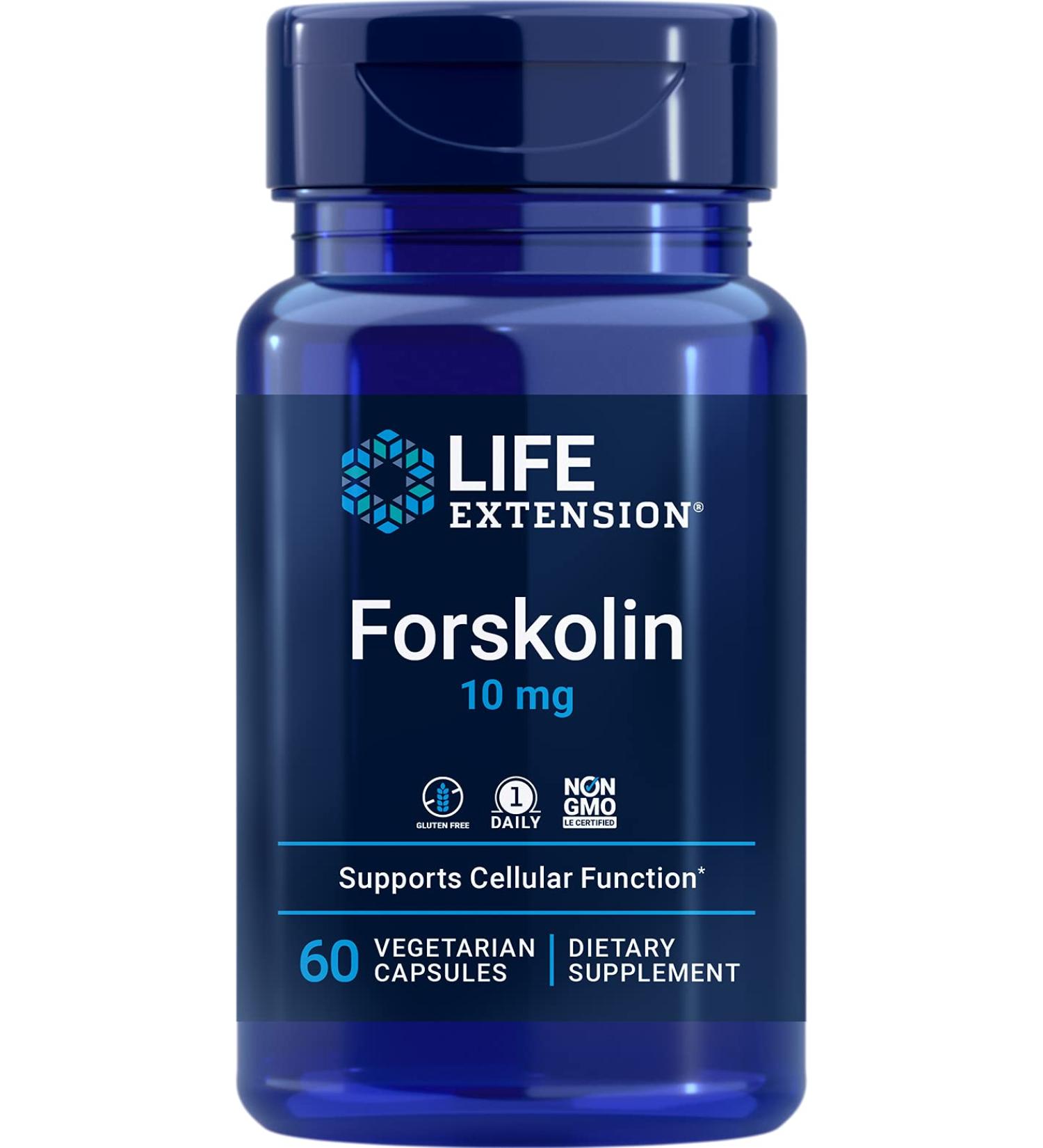 Life Extension Forskolin 10 mg - 60 Vegetarian Capsules | Natural Weight Loss Aid - Buy Online on GoSupps.com