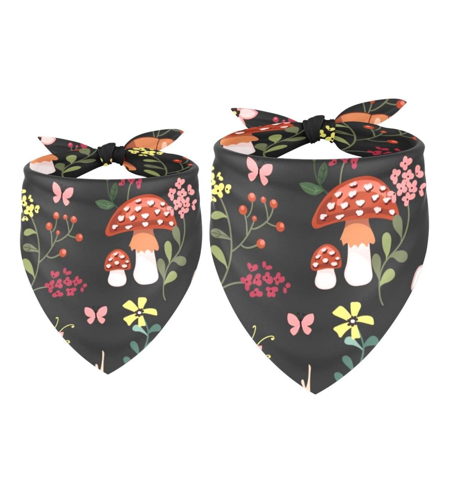 Multicolored Triangular Pet Bibs for Dogs & Cats - 2 Pack of Hollow Mushroom Snail Butterfly Designs | Small Medium & Large Size - Buy Online on GoSupps.com