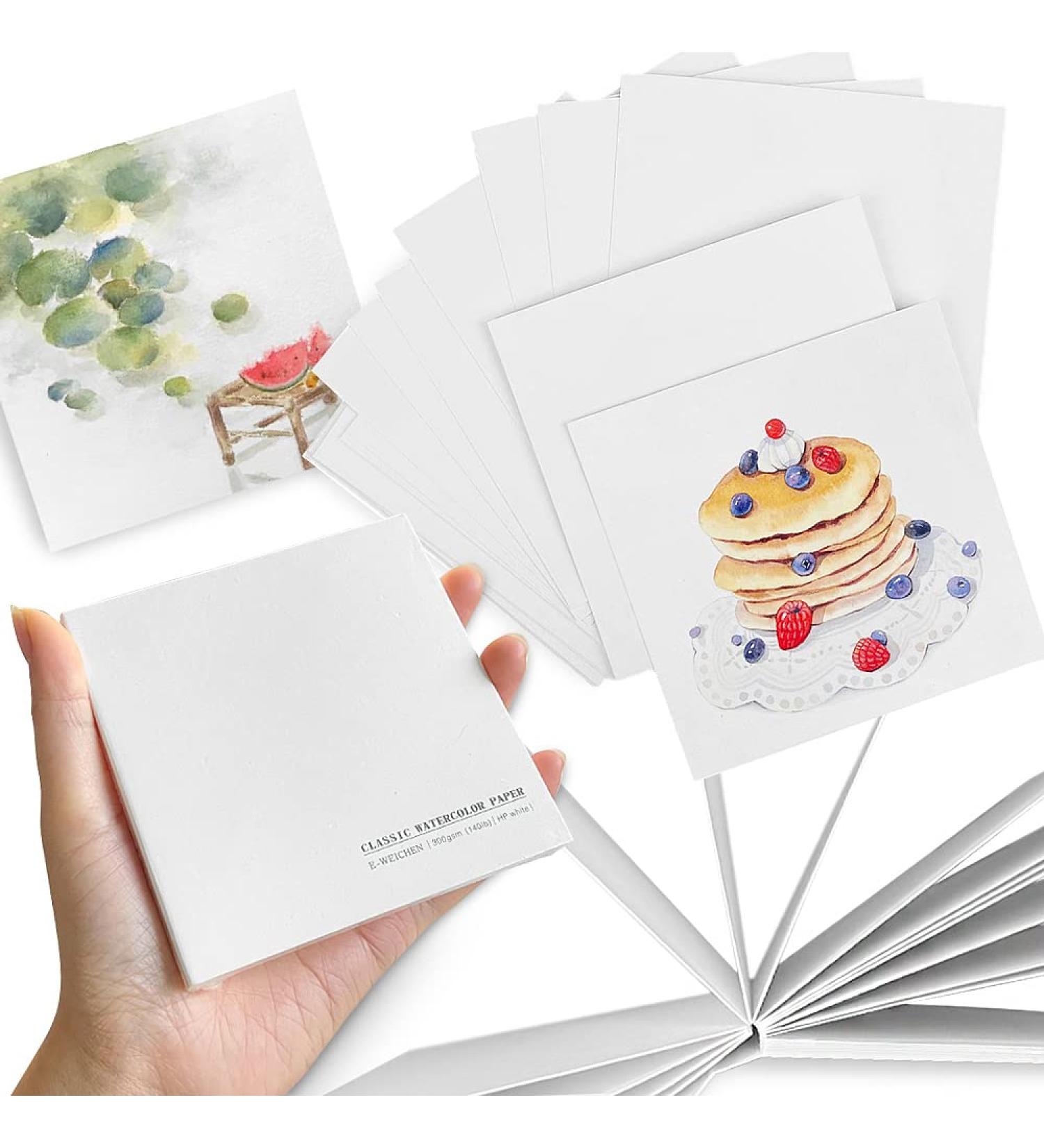Mini Square Watercolor Sketchbook | 3.9x3.9 Inch | 20 Sheets | 300 GSM Art Paper - Buy Online on GoSupps.com
