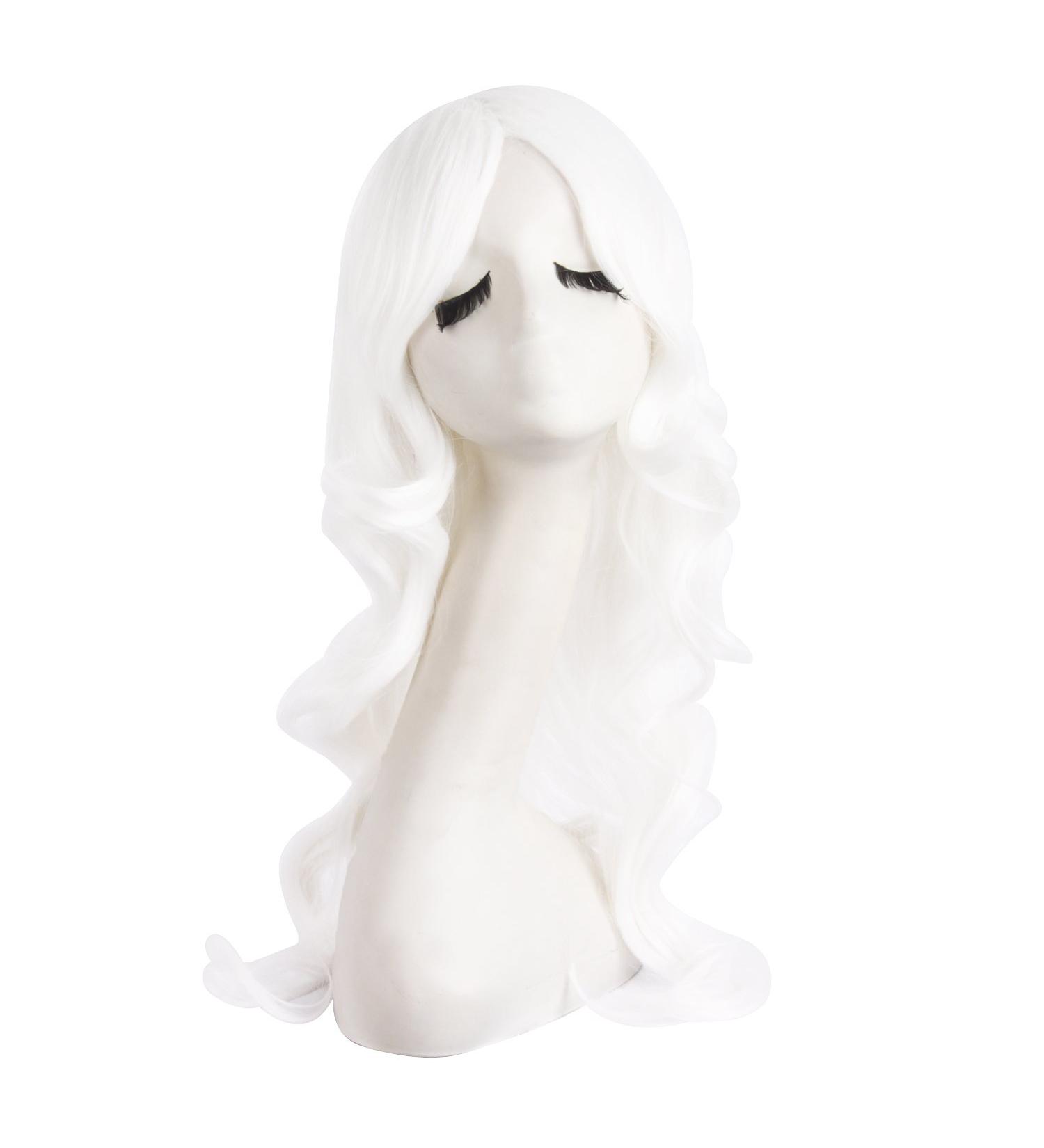 MapofBeauty Charming Long Wavy Hair Wig - Women's Party Full Wig in White - Buy Online on GoSupps.com
