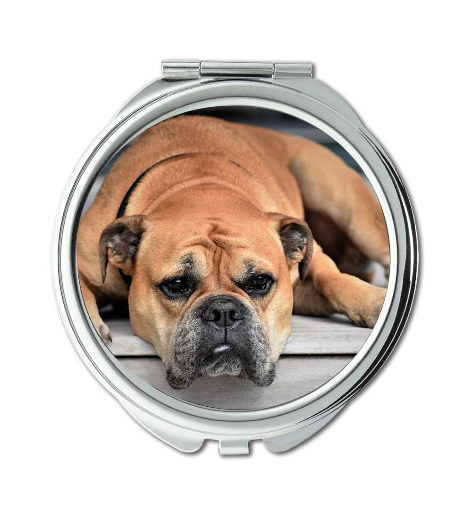 Mirror Compact Mirror Dog Animal Continental Bulldog Pet Animal Portrait Pocket Mirror portable mirror - Buy Online on GoSupps.com