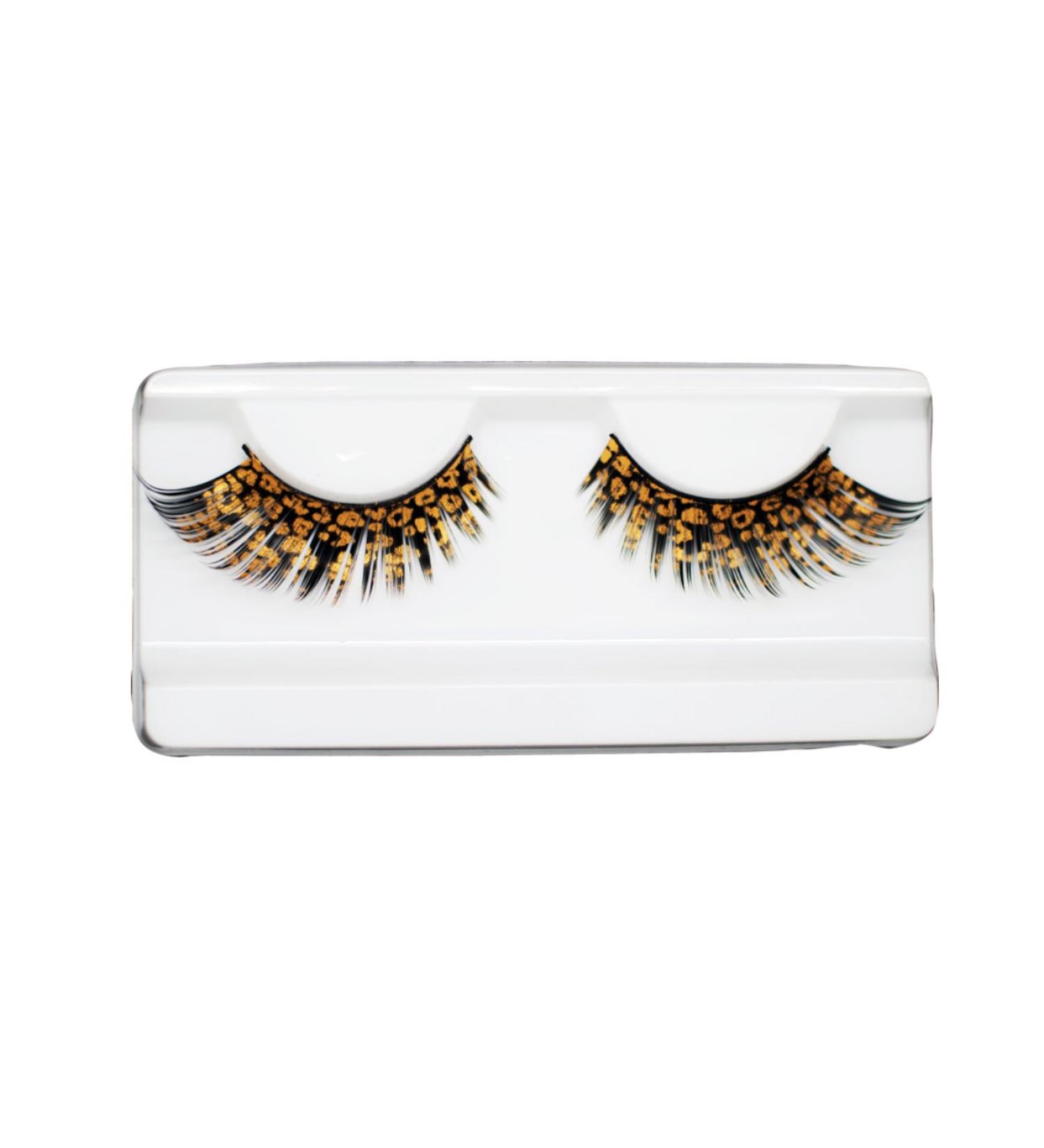 EMILYSTORES Cat Eye Leopard Party Looking Eyelashes Painting Lashes 1 Pairs Golden Color