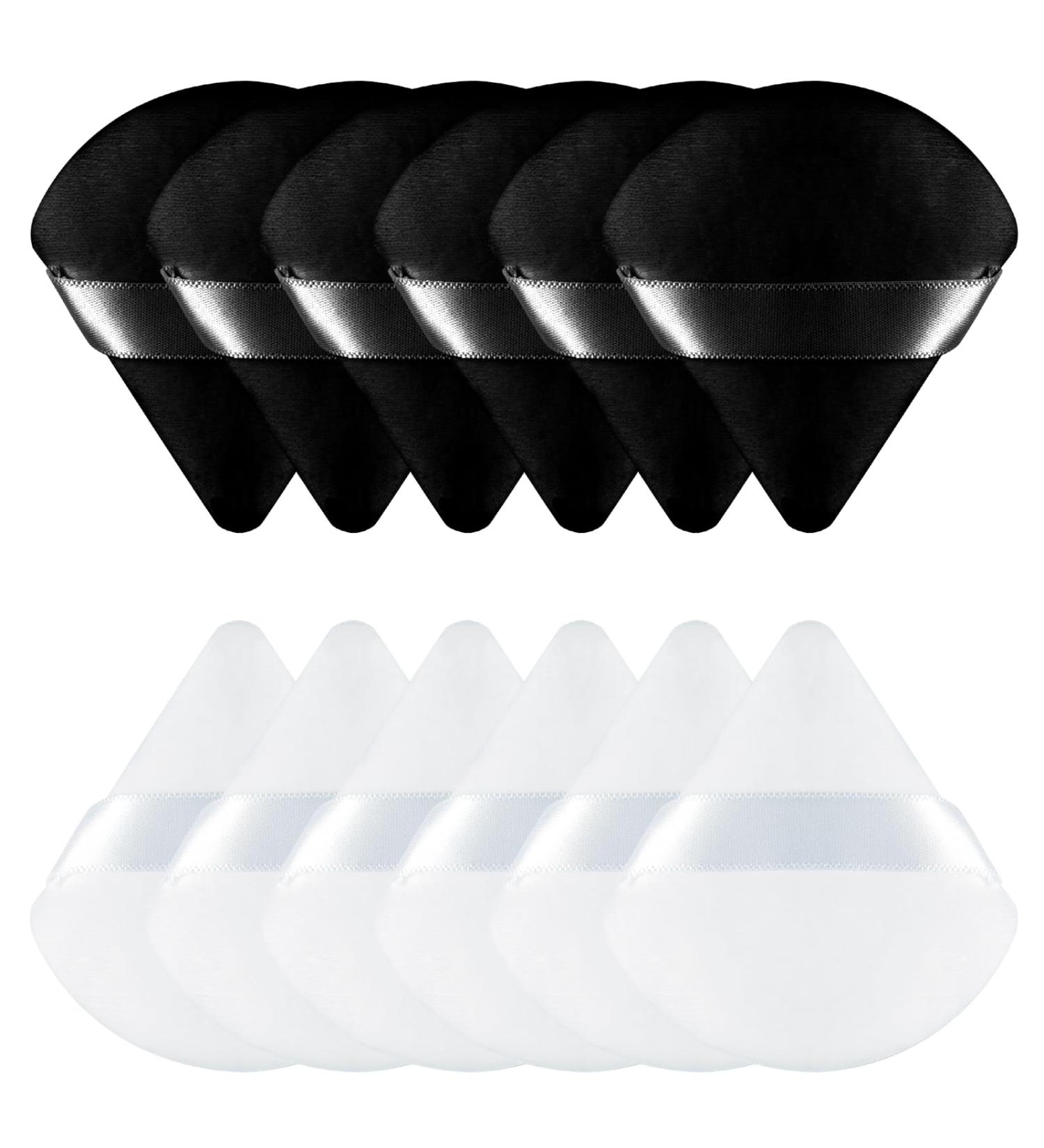 Triangle Setting Makeup Powder Puffs - Reusable Face Powder Puff Sponges for Pressed Powder Wet Dry Make Up Tool for Loose Powder or Foundation (6 Black + 6 White) - Buy Online on GoSupps.com