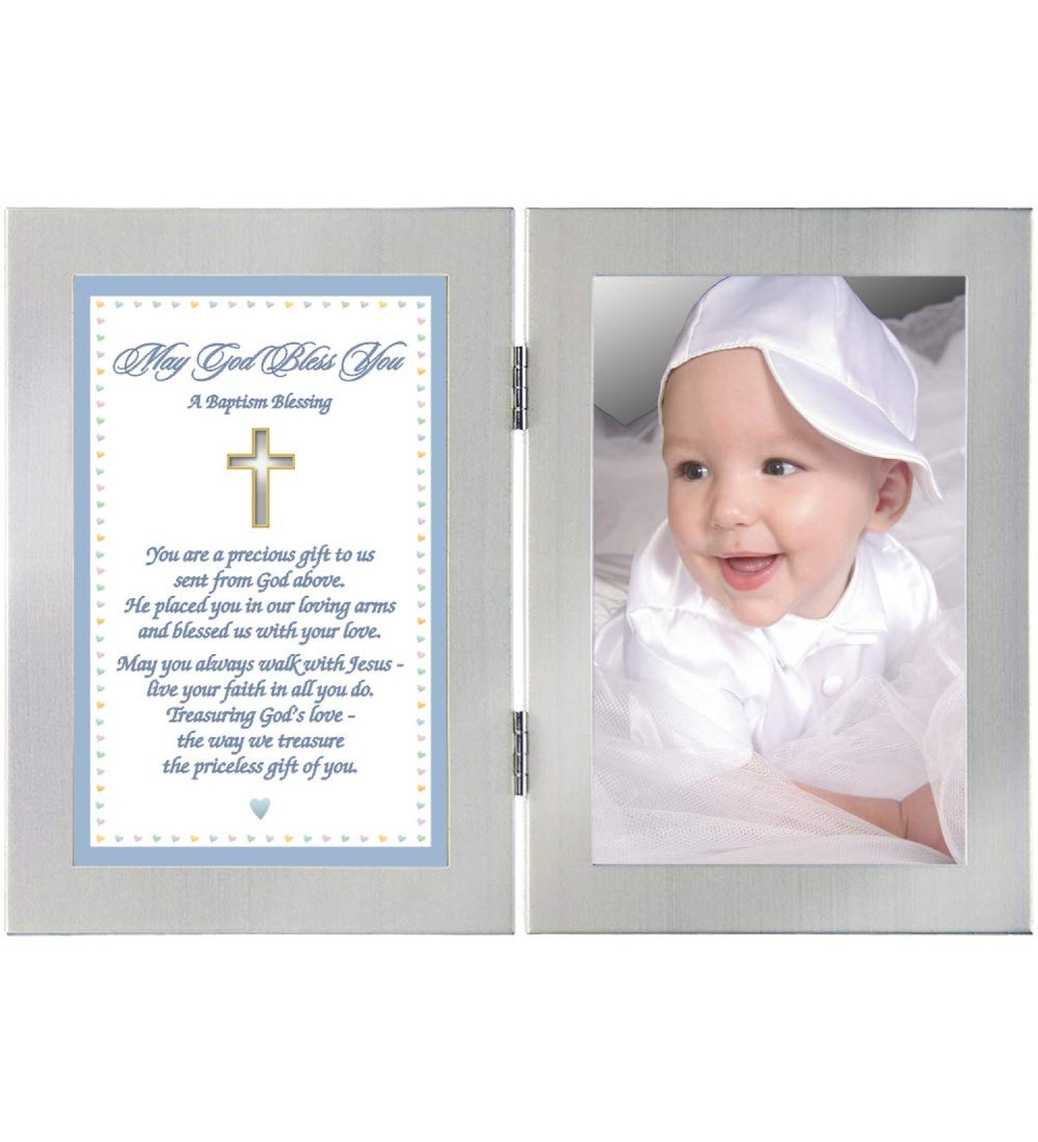 Baptism Blessing Card in Frame for Baby Boy - Includes 4x6 Inch Photo Slot - Buy Online on GoSupps.com