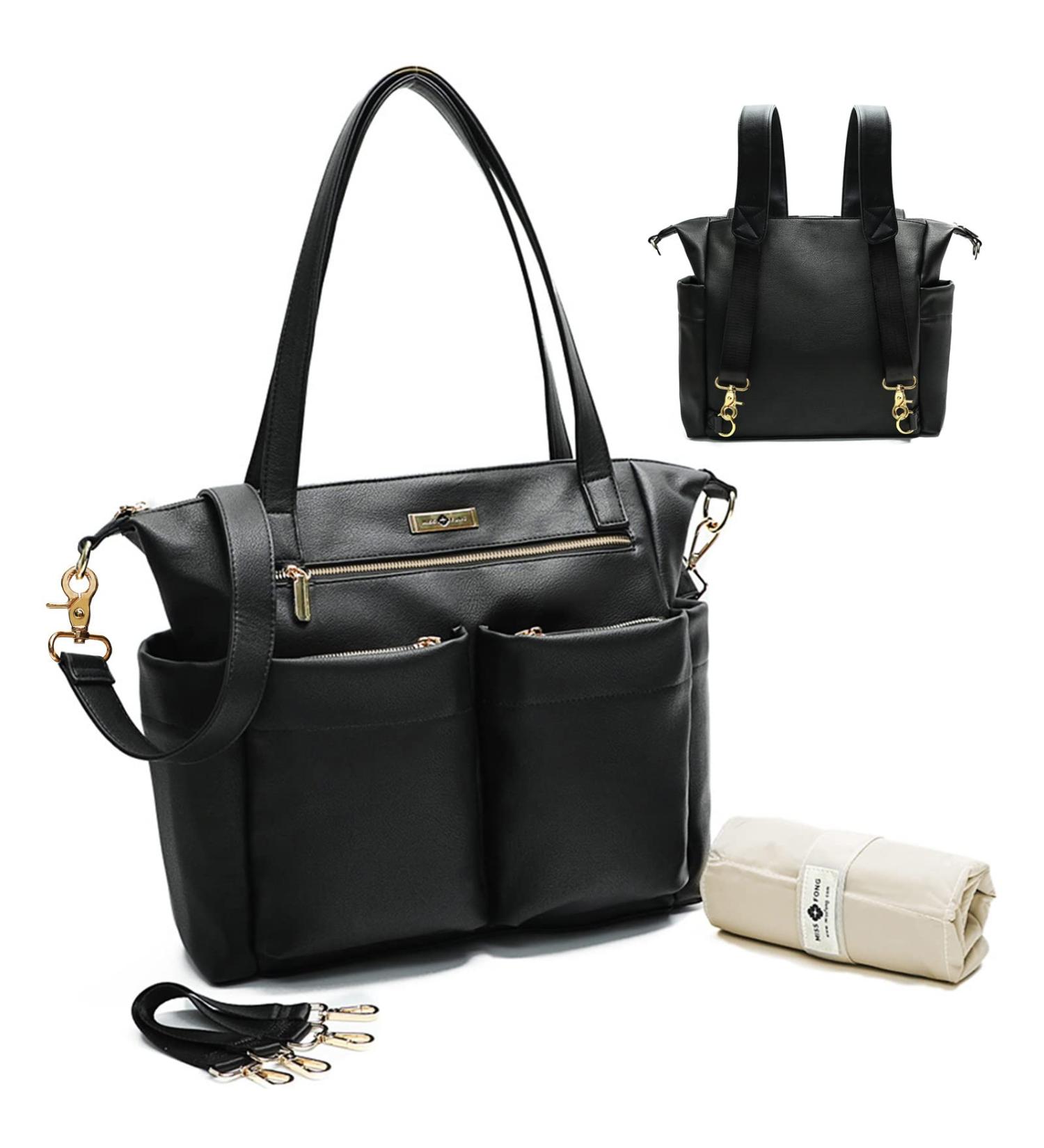 MISS FONG Diaper Bag Stroller Backpack - Multi-Functional Baby Hospital Bag with Changing Mat - Black - Buy Online on GoSupps.com