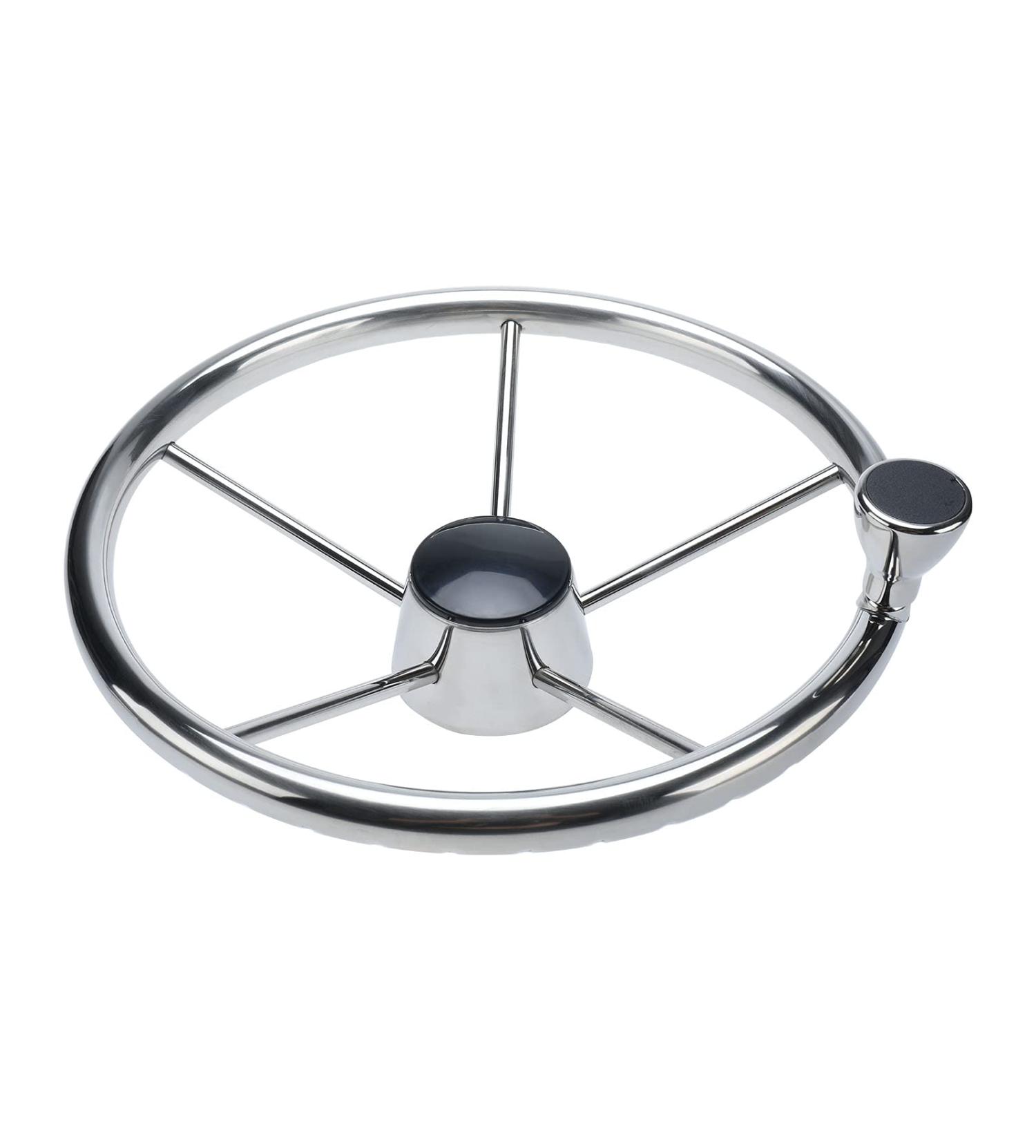 YaeMarine Stainless Steel 5 Spoke Boat Steering Wheel 13-1/2 Dia Destroyer Style with M Size Knob (9103SRF1) - Buy Online on GoSupps.com