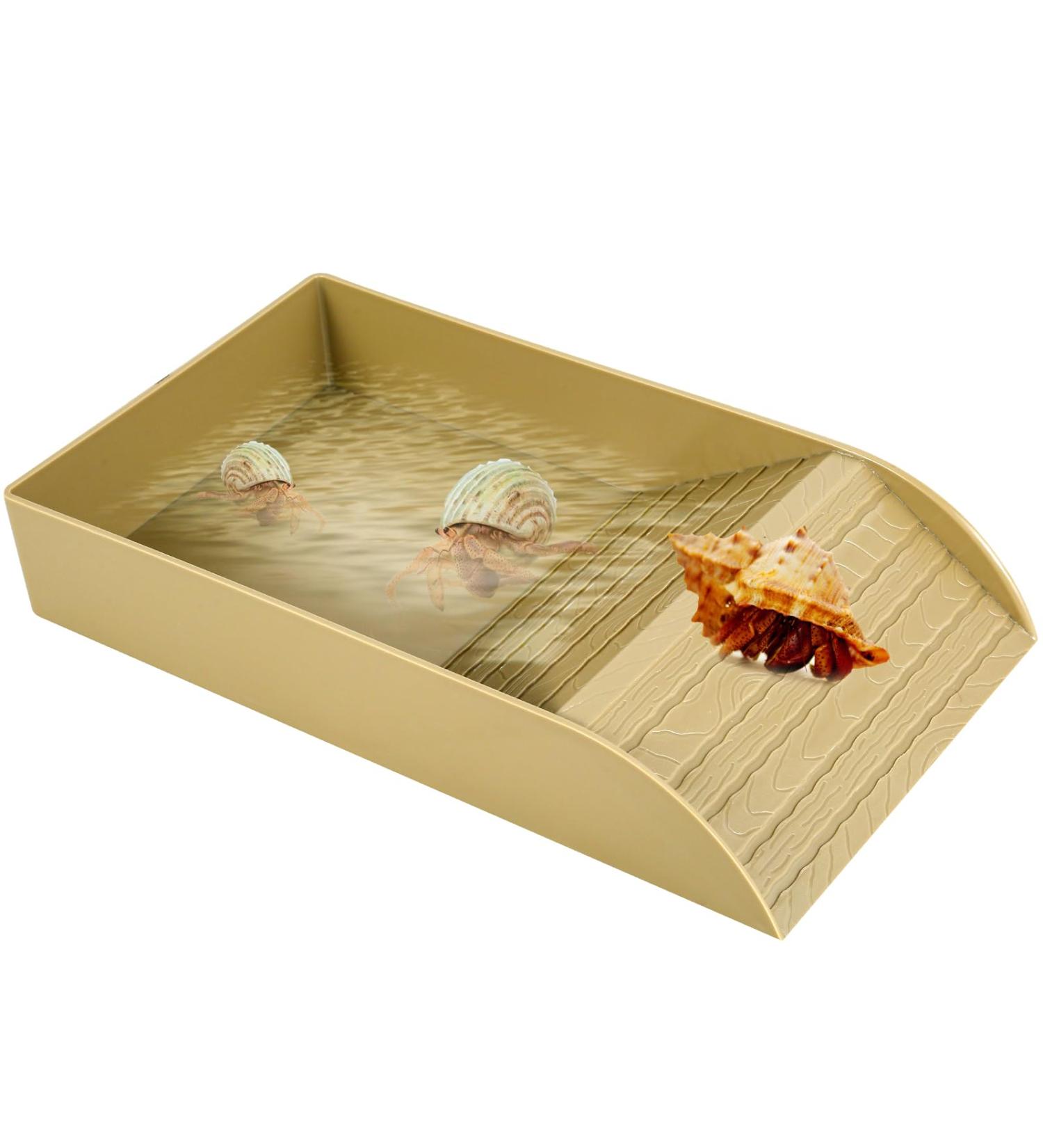 Tortoise Water Dish Tortoise Bath Dish 30.5x14.8x5.8cm Anti Slip Reptile Pool Bowl with Ramp Reptile Feeding Box Dish Plastic Turtle Water Bowl Tortoise Habitat Accessories for Basking Feeding Wood Small - Buy Online on GoSupps.com