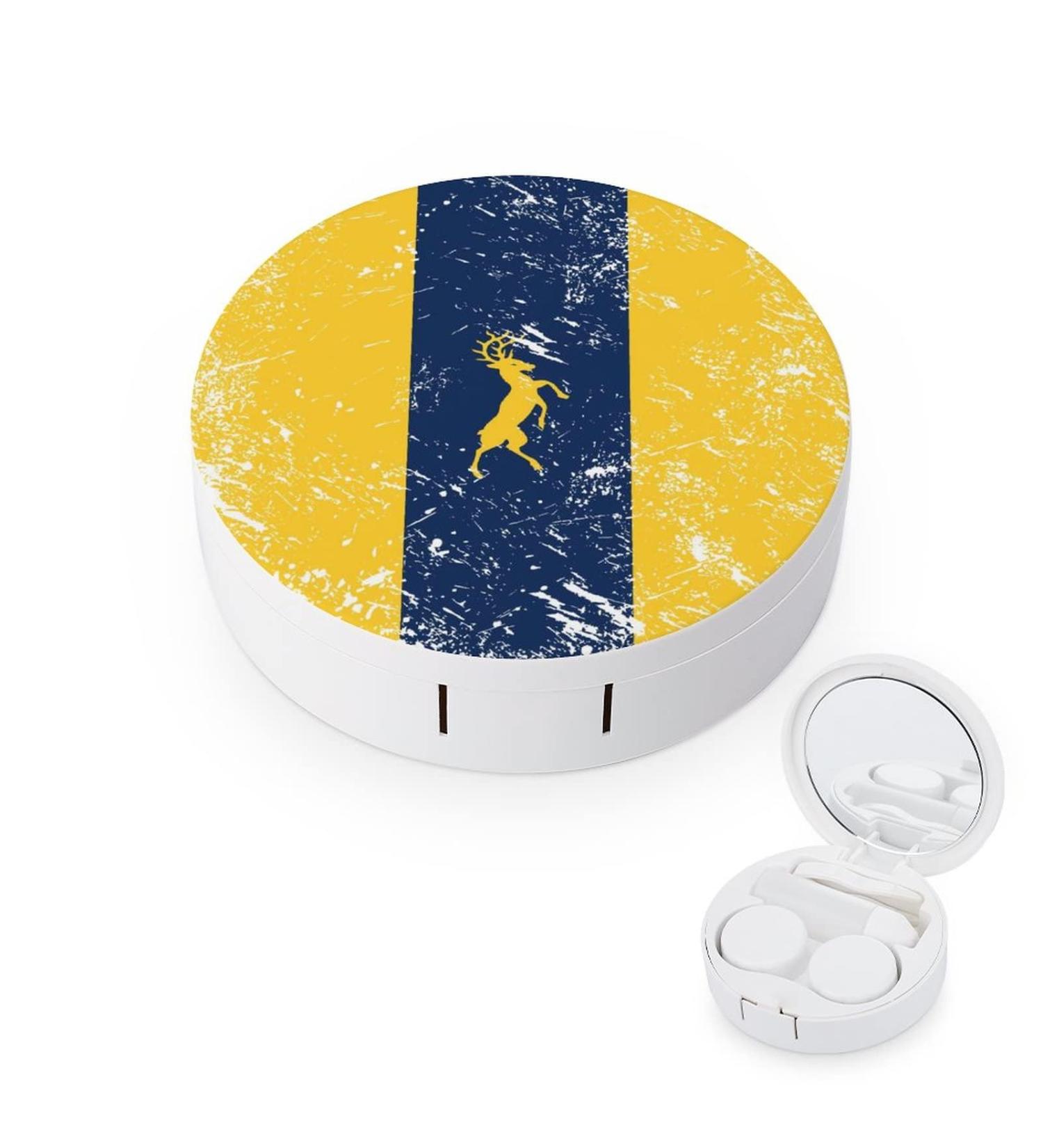 Michigan State Flag Round Case For Contact Lens Kit Storage Box with Mirror Printed - Buy Online on GoSupps.com