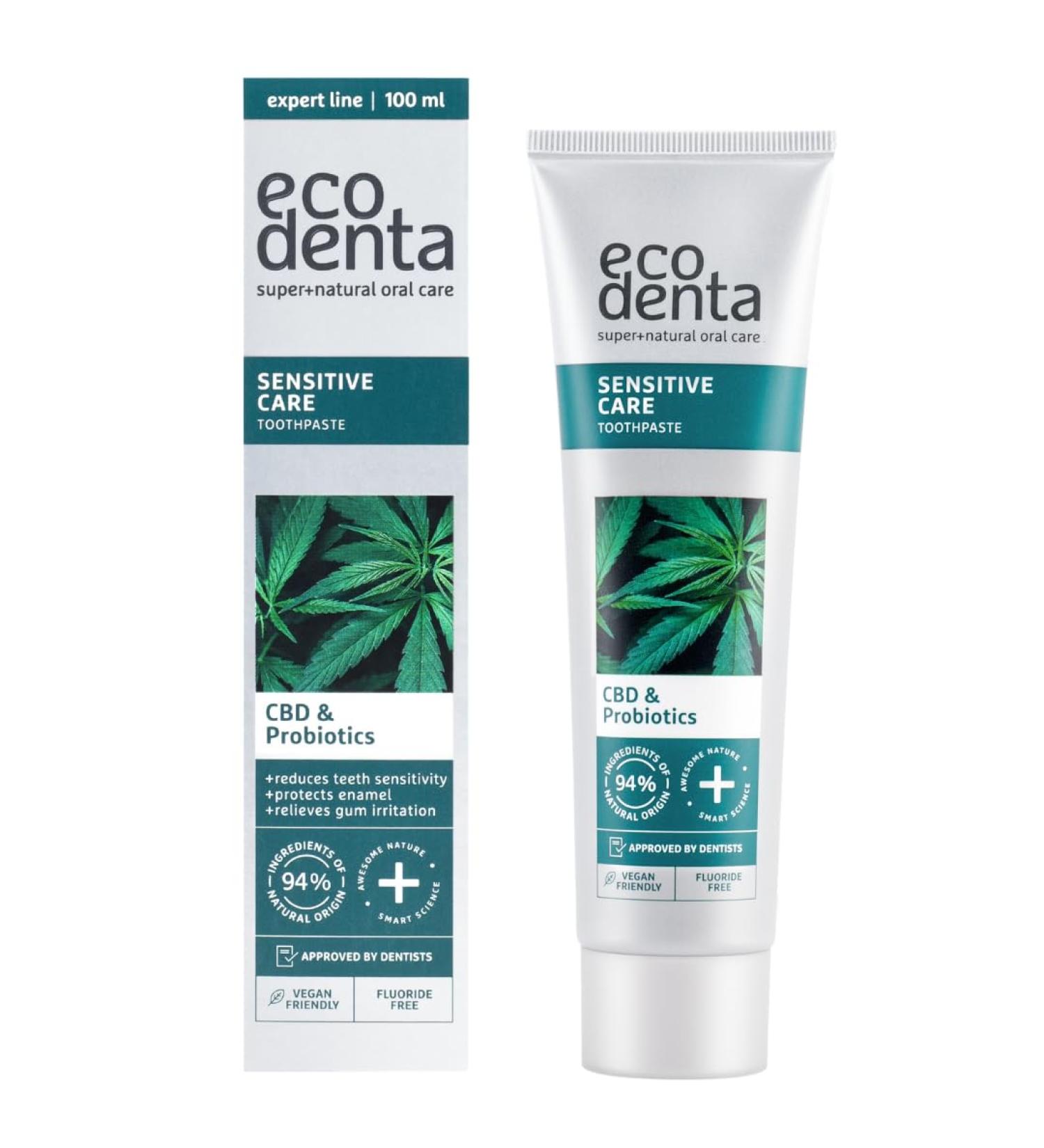  ECODENTA ECODENTA CBD Probiotic Toothpaste Fights Plaque and Tartar Toothpaste for Sensitive Teeth 100ml - Buy Online on GoSupps.com