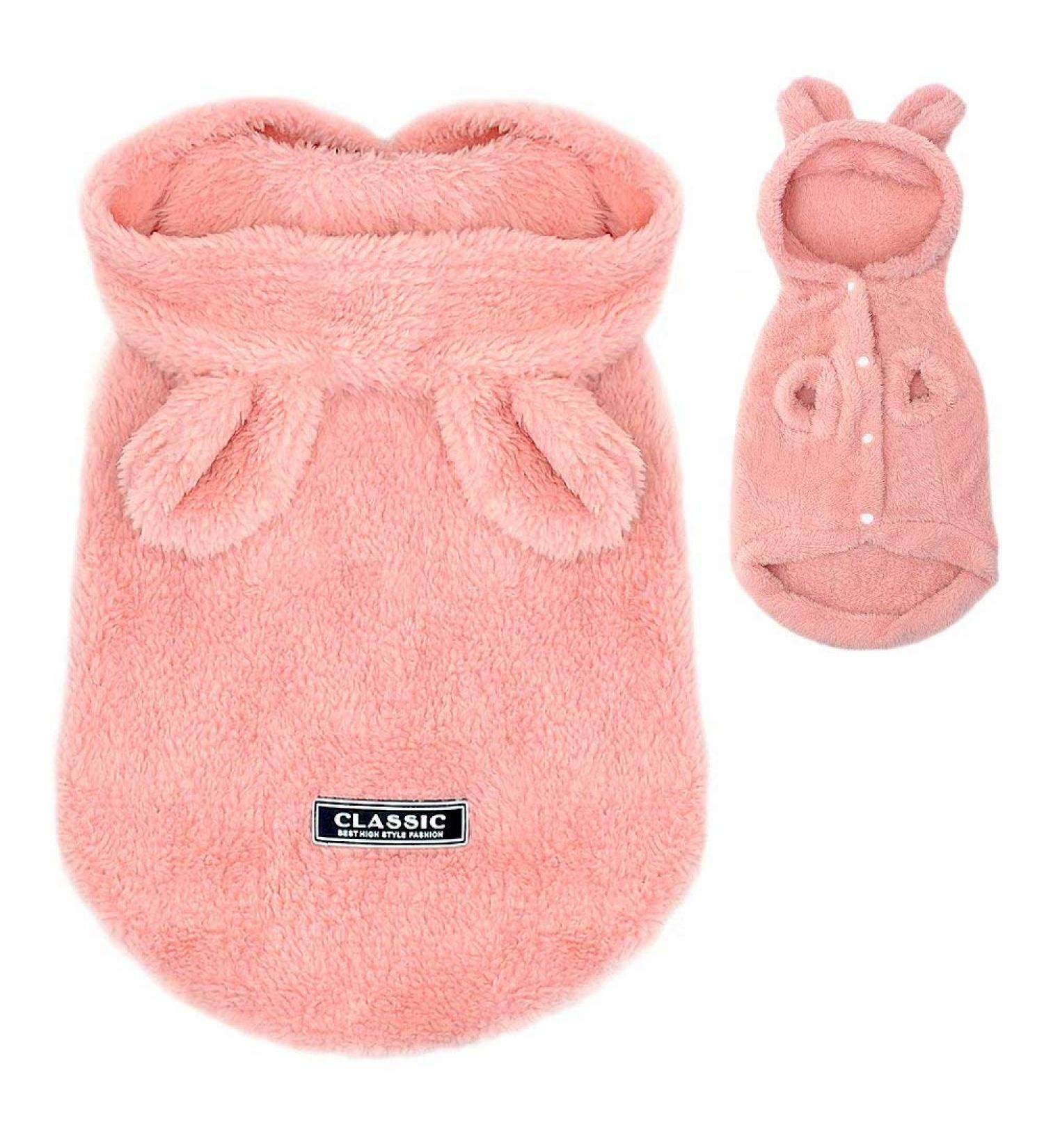 Winter Warm Small Dog Pajamas - Cute Rabbit Design Pet Coat for Chihuahua, Yorkie, Poodles - Pink, Chest 12.5, Back Length 8.5 - Buy Online on GoSupps.com