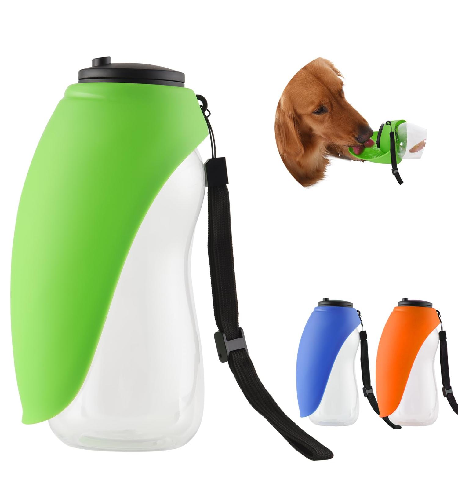 Buy Large 24oz Dog Water Bottle - Portable Puppy Travel Bowl | Safe Spout Design for All Breeds - Green - Buy Online on GoSupps.com