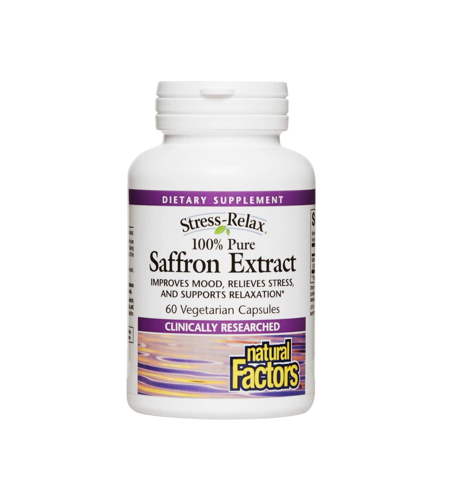 Natural Factors Stress-Relax Pure Saffron Extract - 60 Vegetarian Capsules for Stress Relief - Buy Online on GoSupps.com