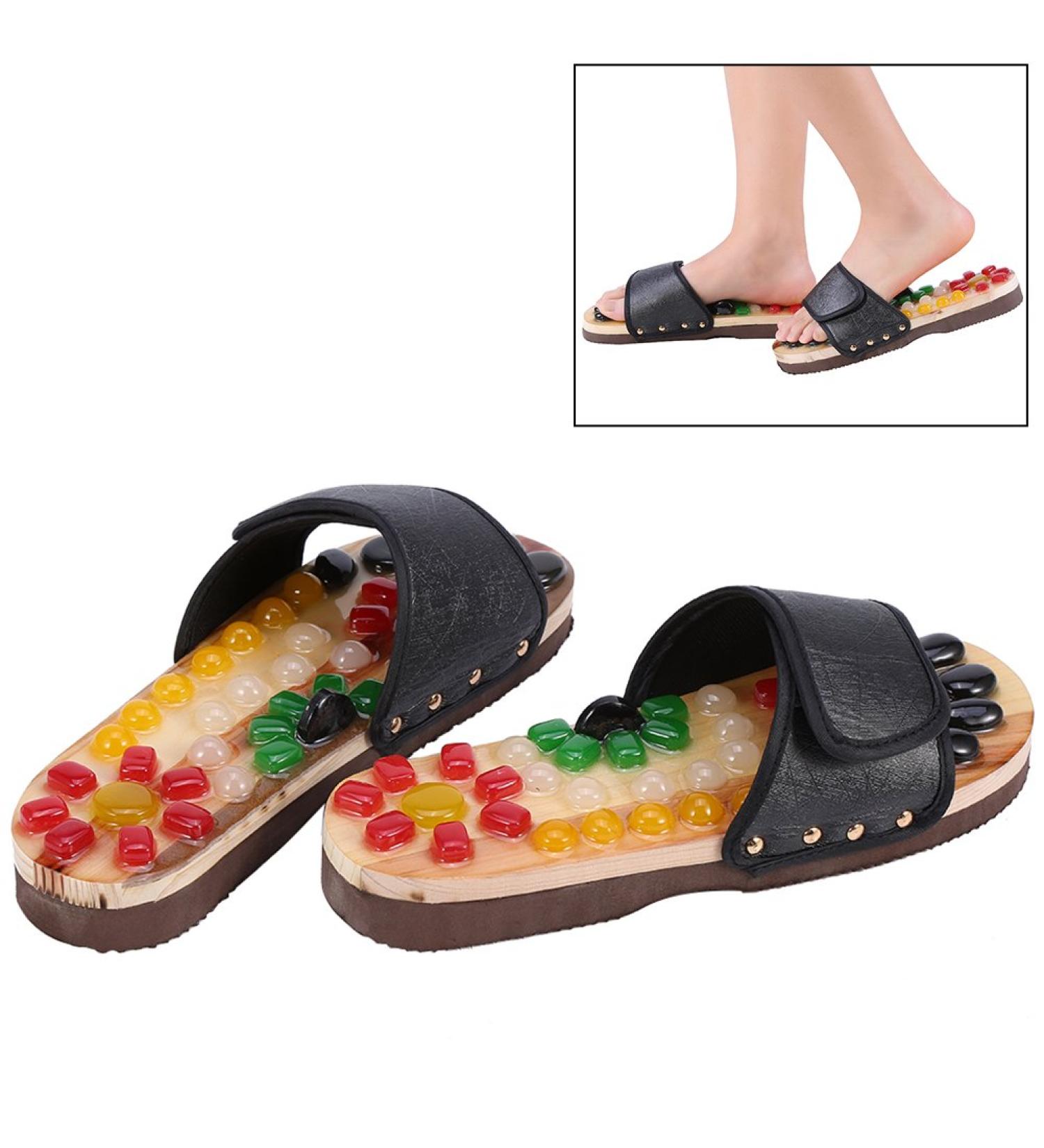 Massage Shoes for Foot Care | Colorful Pebble Stones Acupressure Reflexology | Relaxation at Home (37 - Black) - Buy Online on GoSupps.com