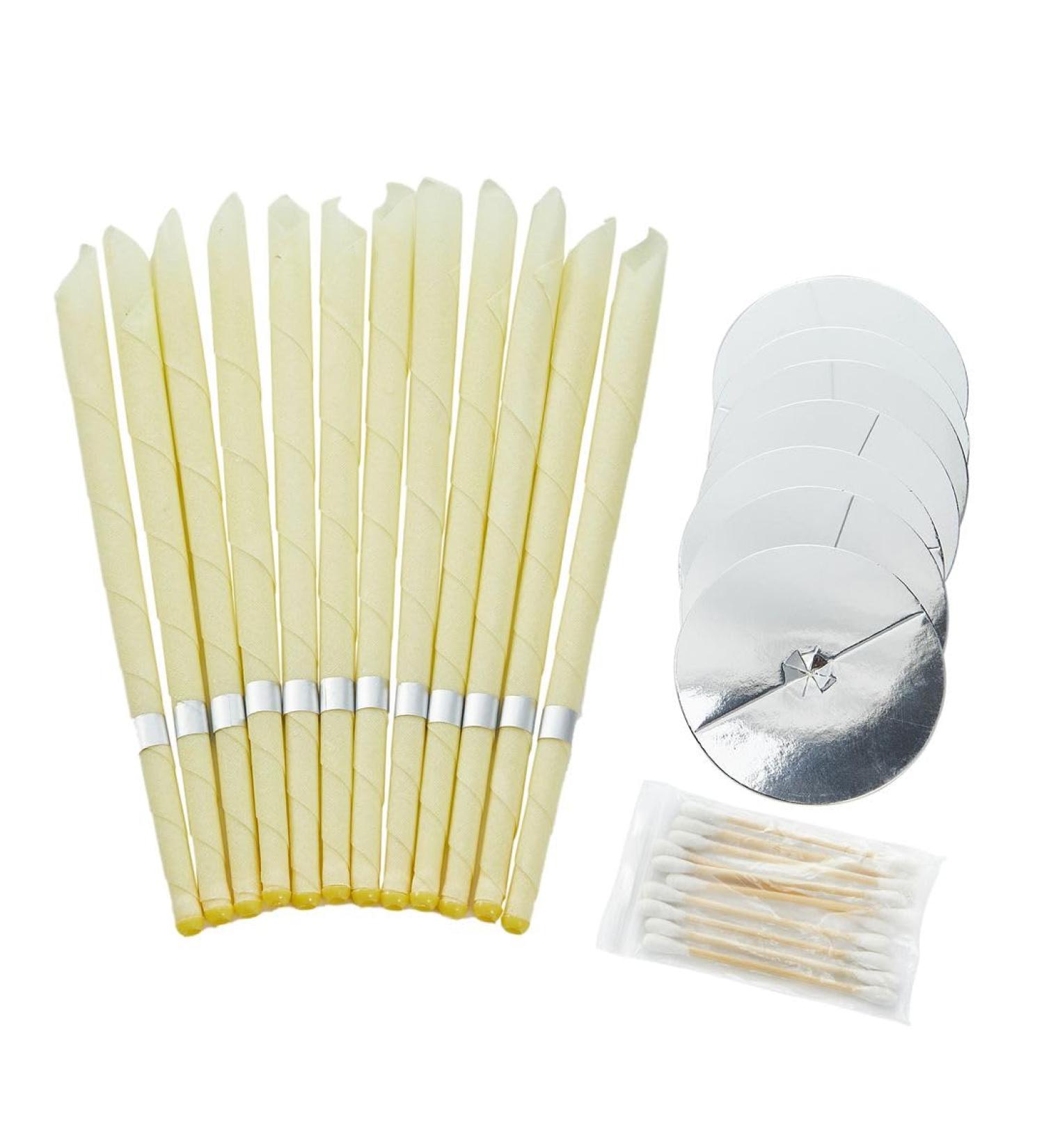 Rimiko Ear Candles Set - 12 Natural Organic Beeswax Candles for Ear Cleaning & Wax Removal | Includes Protective Panes & Cotton Swabs - Buy Online on GoSupps.com