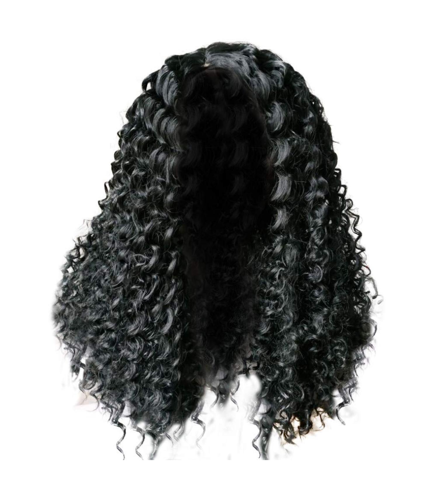 Long Black Wavy Curly Wig for Women - Brazilian Synthetic Hair | Perfect for 80s 50s 60s and 70s Cosplay - International Shipping - Buy Online on GoSupps.com