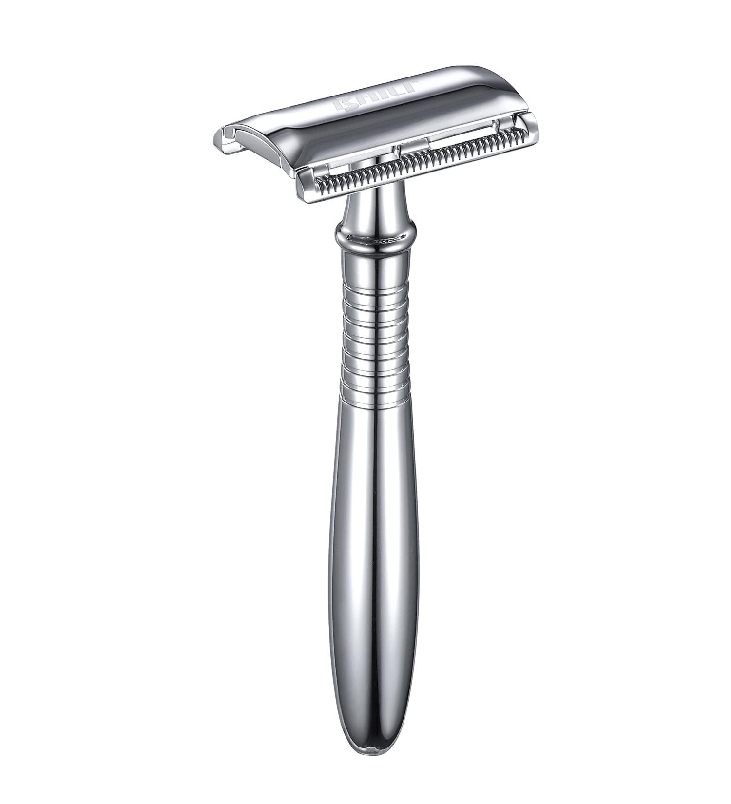 Baili BD191C Double-Sided Safety Razor - Rust-Free Reusable Manual Razor with Long Grip for Her - Long Handle Silver BR191T - Buy Online on GoSupps.com