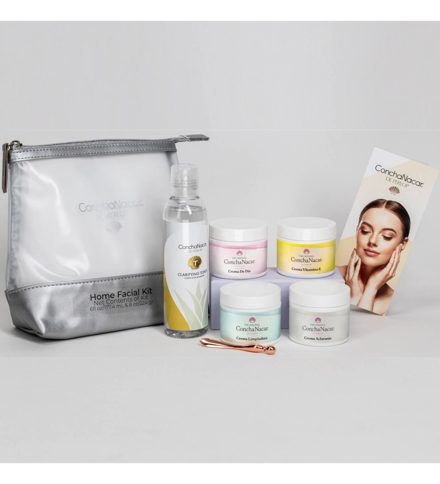 Concha Nacar Women's Skin Care Kit - Brightening Mask, Vitamin E Cream, Day Cream, Cleansing Cream, Clarifying Toner, Eye Roller, Beauty Bag - Anti Aging Set - Buy Online on GoSupps.com