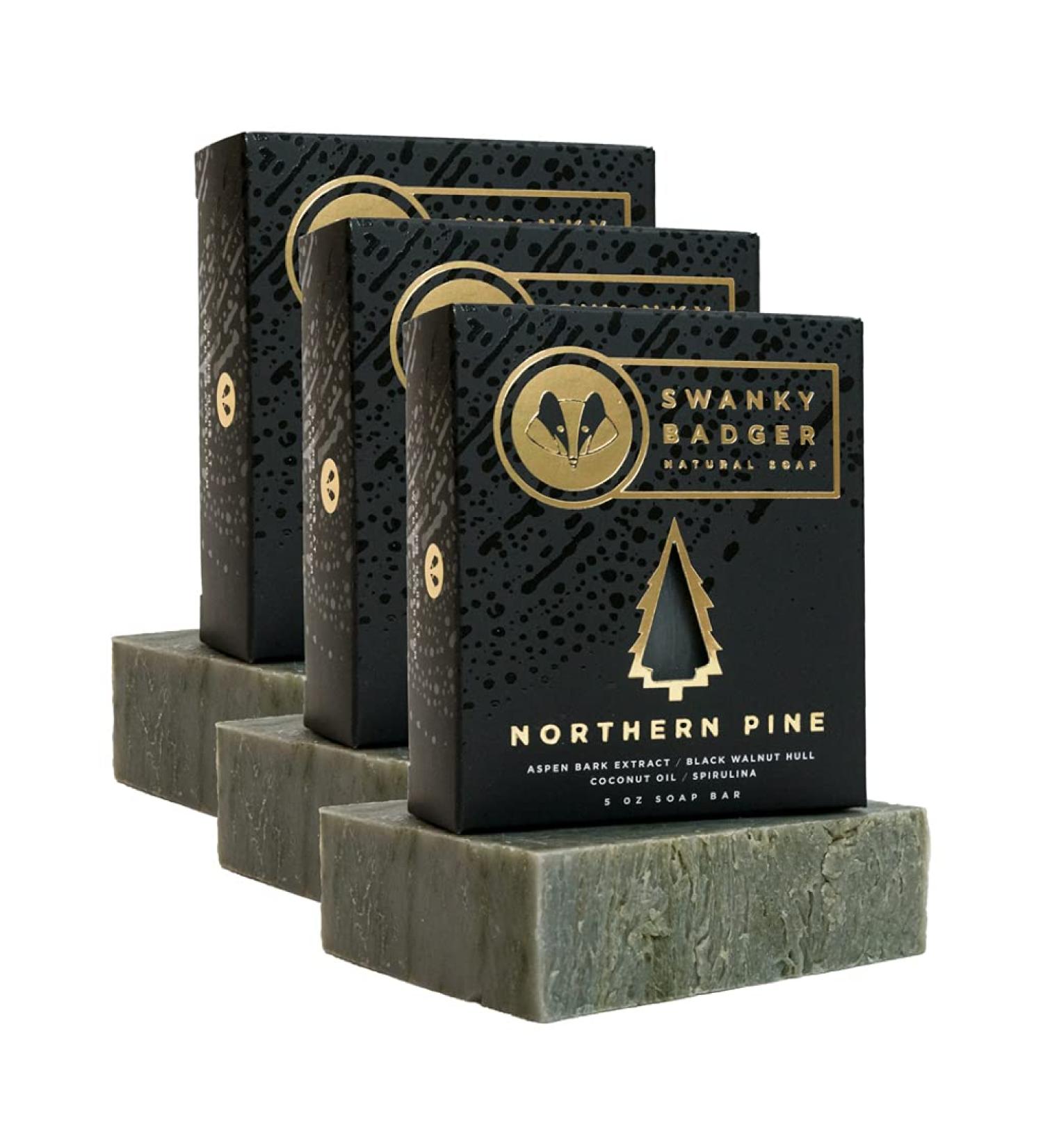Swanky Badger Natural Soap Bar Northern Pine 3 Pack - Pure Essential Oils, Handmade Luxury Soap - Buy Online on GoSupps.com