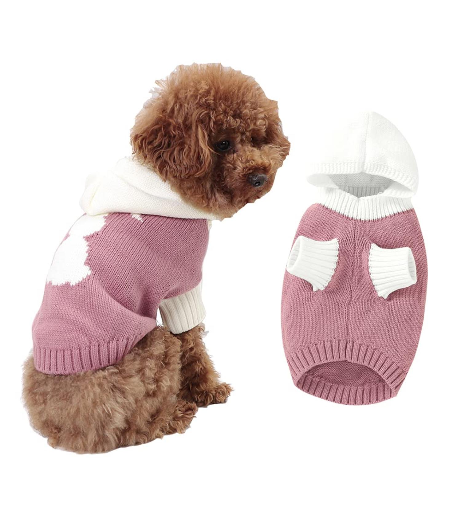 Shop Cute Pink Dog Hoodie Winter Sweater - Thickened XL Sizes for Small Dogs - Cozy Puppy Clothes - Buy Online on GoSupps.com