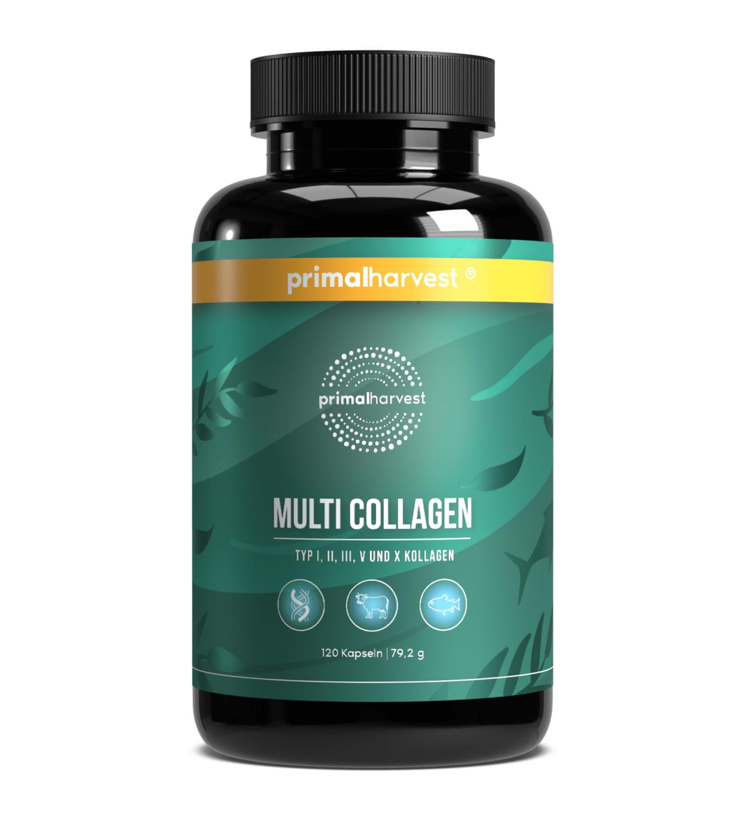 Primal Harvest Multi-Collagen Capsules - 120 High-Dose Premium Collagen - GMP Certified Made in Germany | International Shipping - Buy Online on GoSupps.com