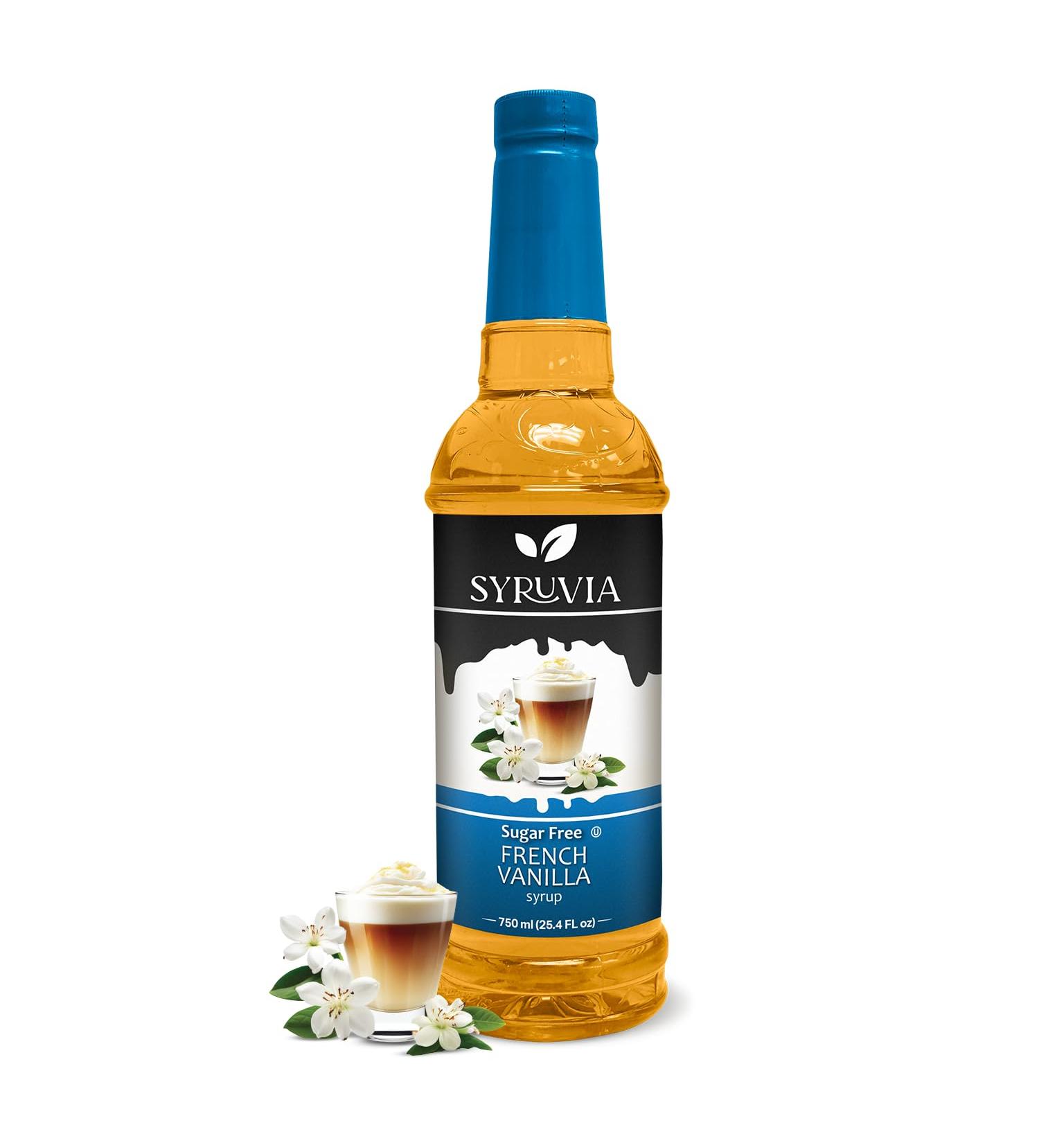 Syruvia Sugar-Free French Vanilla Syrup (25.4 fl oz) - Rich and Creamy French Vanilla Flavor No Added Sugar Kosher Gluten-Free Perfect for Crafting Guilt-Free Lattes Desserts  - Buy Online on GoSupps.com