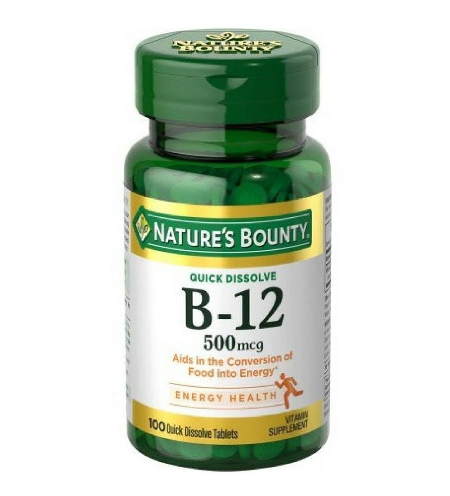 Nature s Bounty Vitamin B-12 500 mcg 100 Count (Pack of 2)