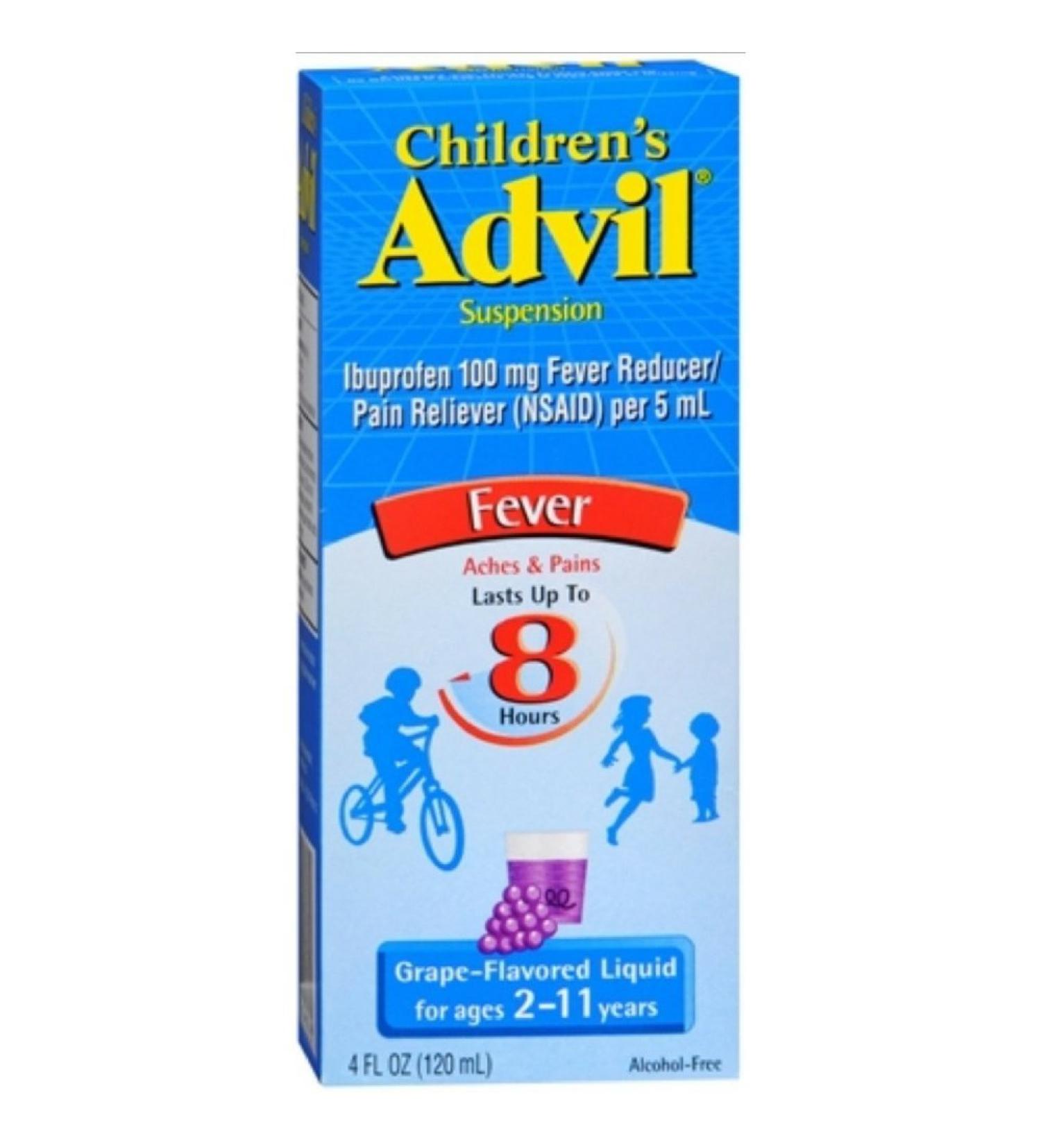 Advil Children's Oral Suspension Flavored oz. Grape 4 Fl Oz (Pack of 1)