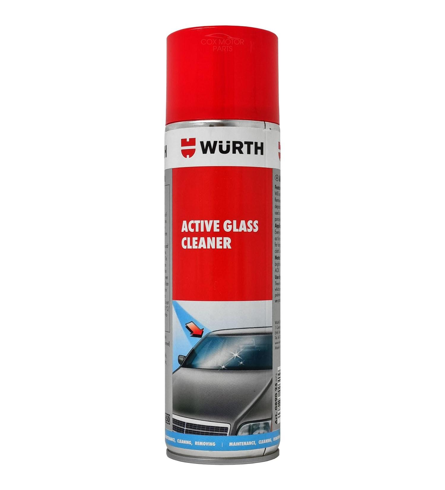 Wurth Active Glass Cleaner 500ml Spray Foam | Cleans Glass Mirrors Painted Parts Rubbers Plastics and more - Buy Online on GoSupps.com