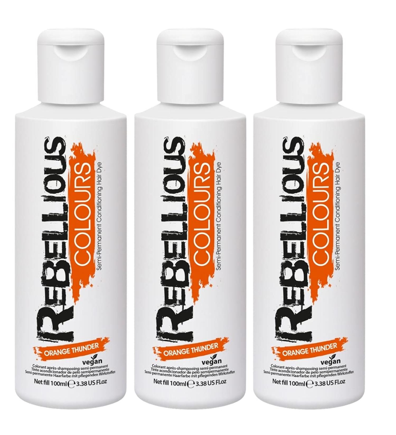 Rebellious Colour 100% Vegan Semi Permanent Hair Dye Colour (300ml) (Orange Thunder) - Buy Online on GoSupps.com