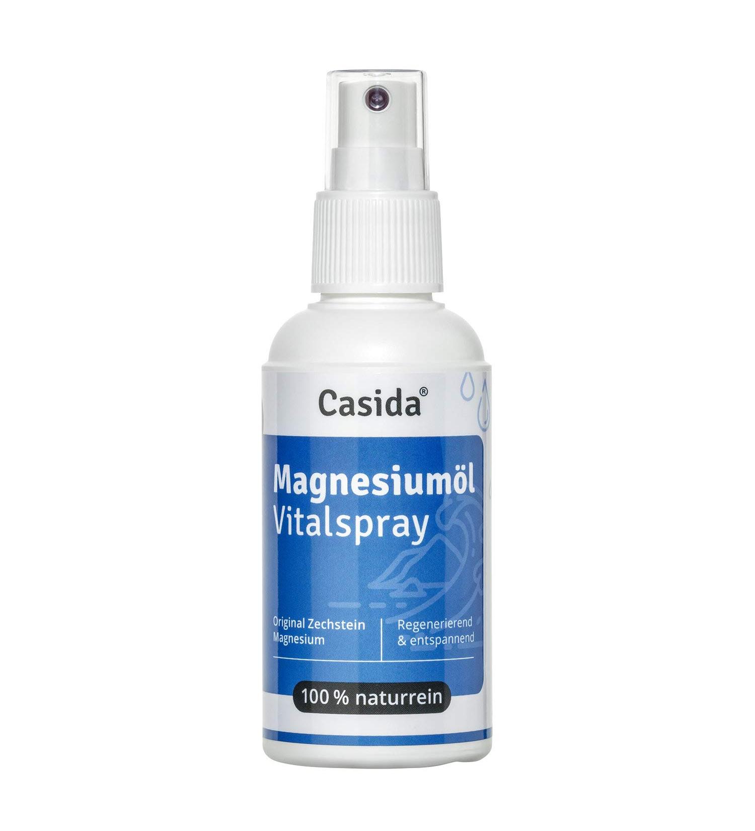 Casida Magnesium Oil Vital Spray - 100ml - Zechstein - Ideal for Post-Sport Massage - Skin Application - Pharmacy Quality - Buy Online on GoSupps.com